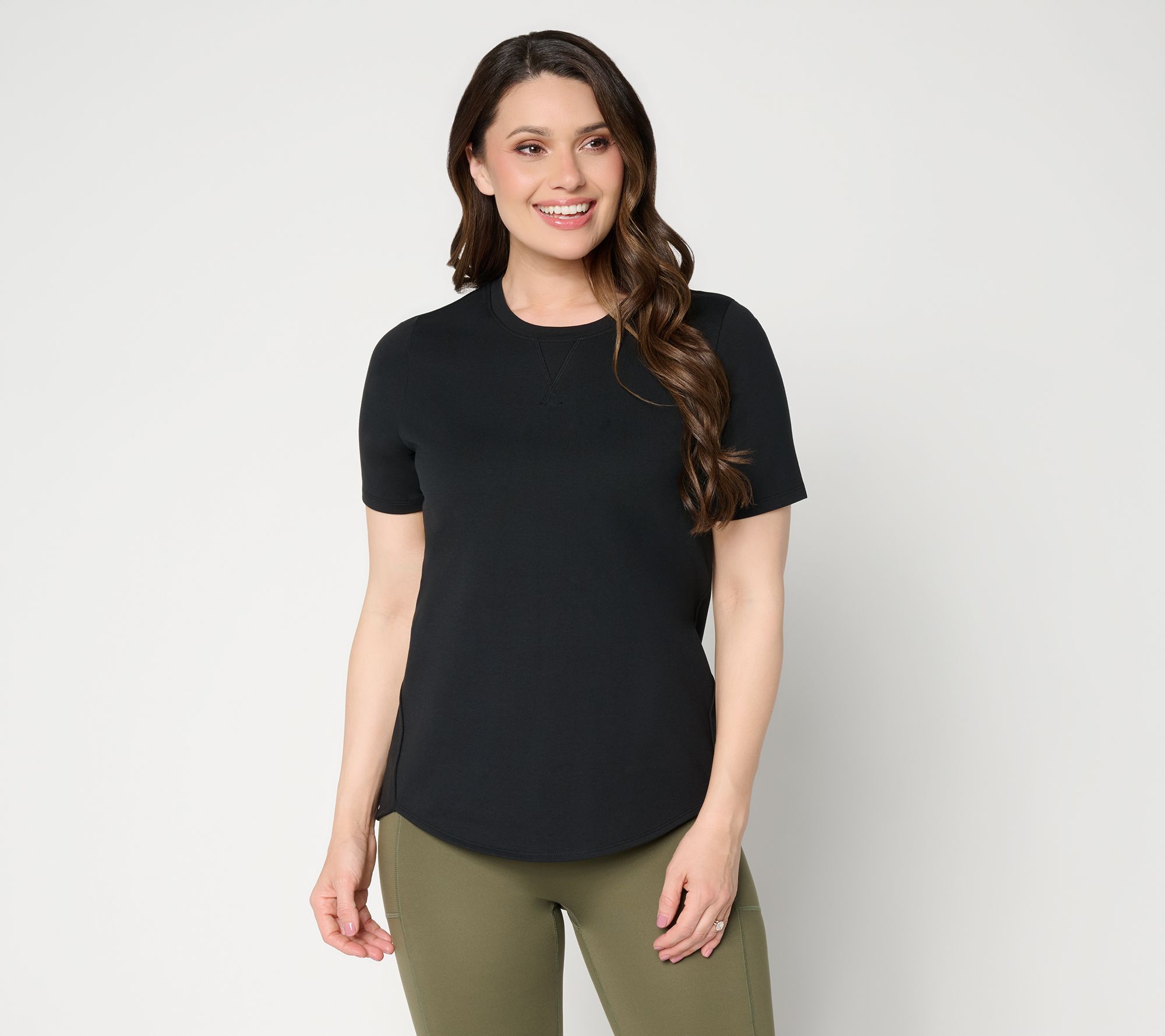 Denim & Co. Active French Terry Short Sleeve Round Neck Top