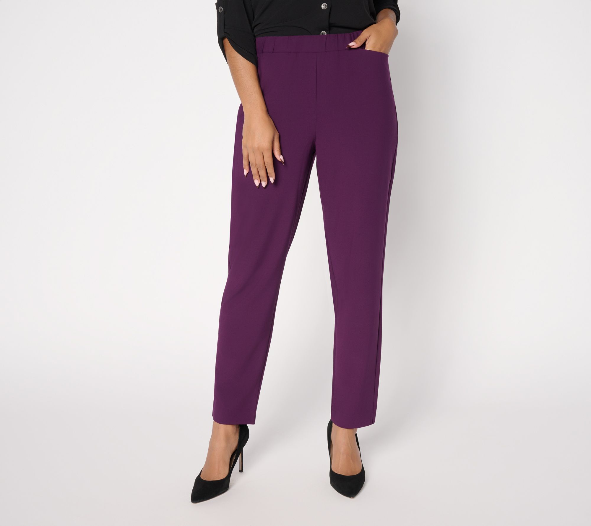 "As Is" Susan Graver Regular Bi-Stretch Pull-On Slim Leg Ankle Pants