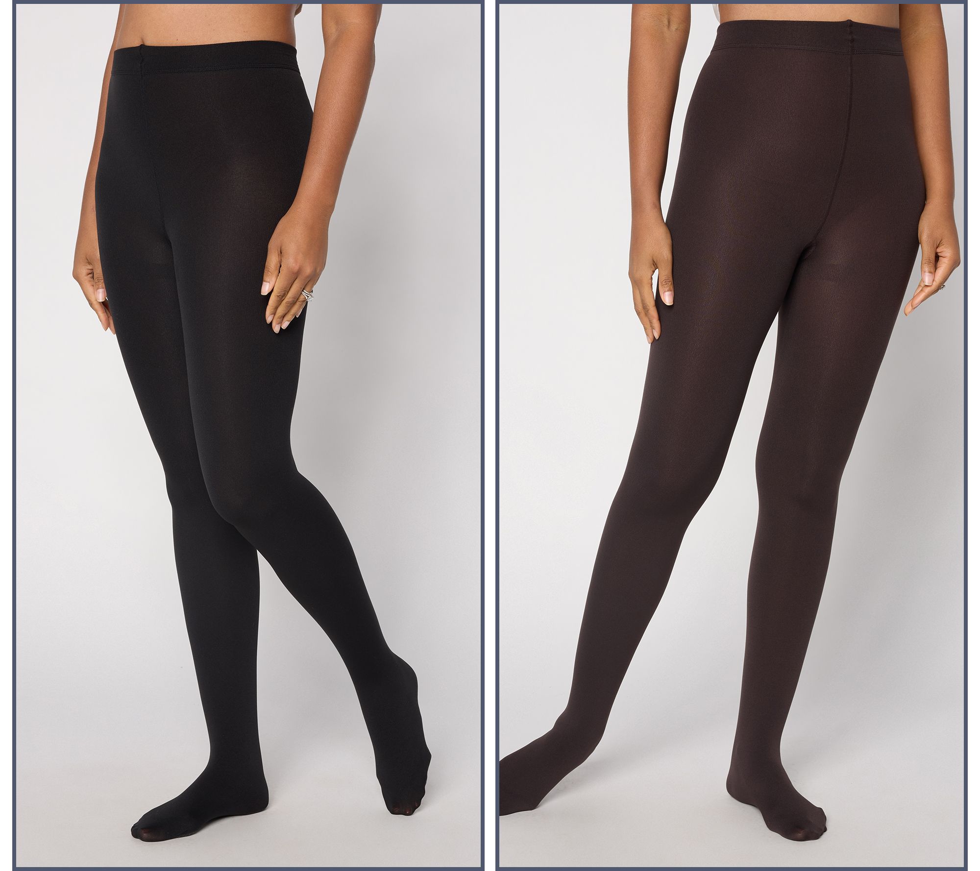 "As Is" MUK LUKS Set of 2 High Waisted Fleece-Lined Tights