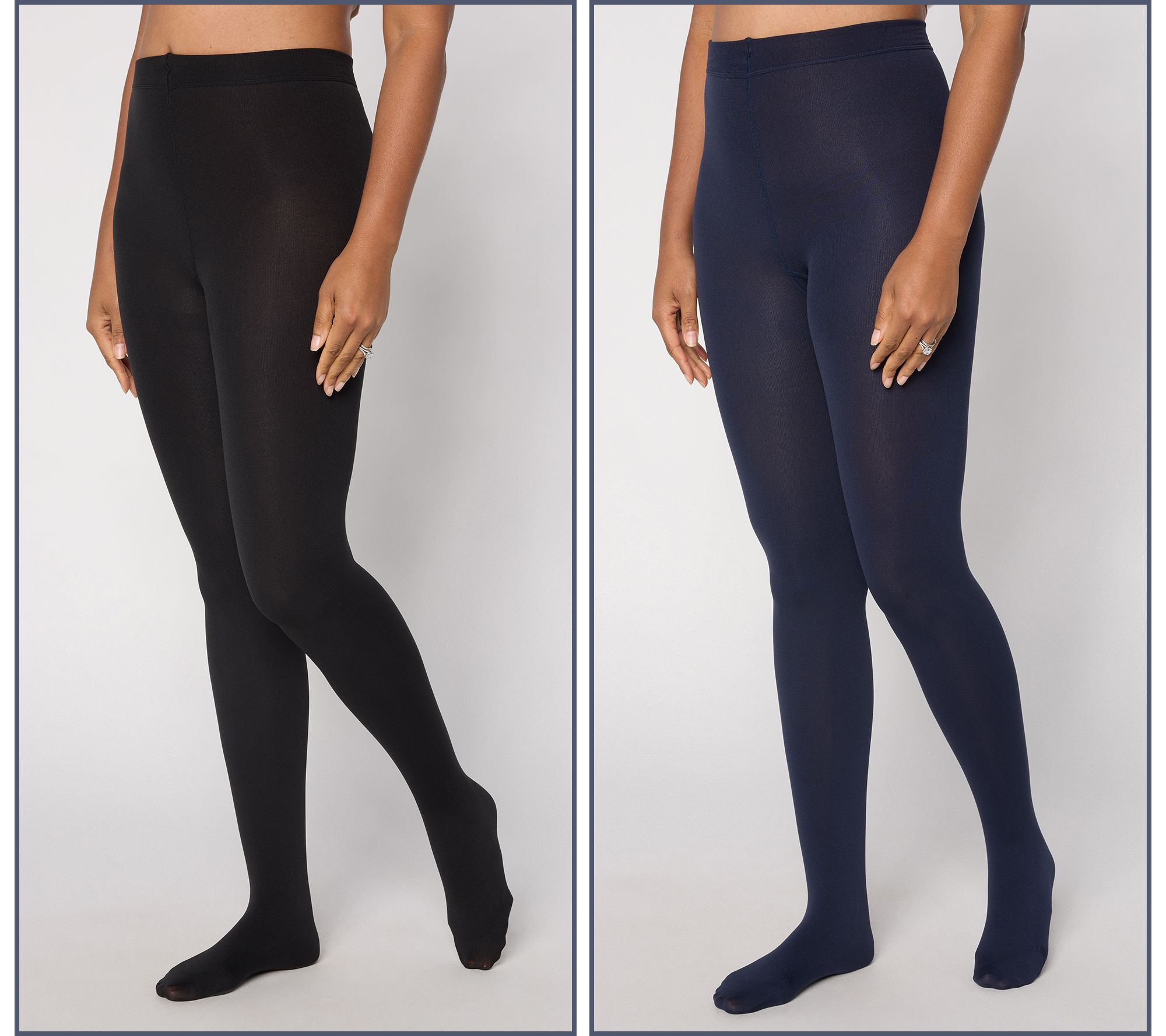 "As Is" MUK LUKS Set of 2 High Waisted Fleece-Lined Tights