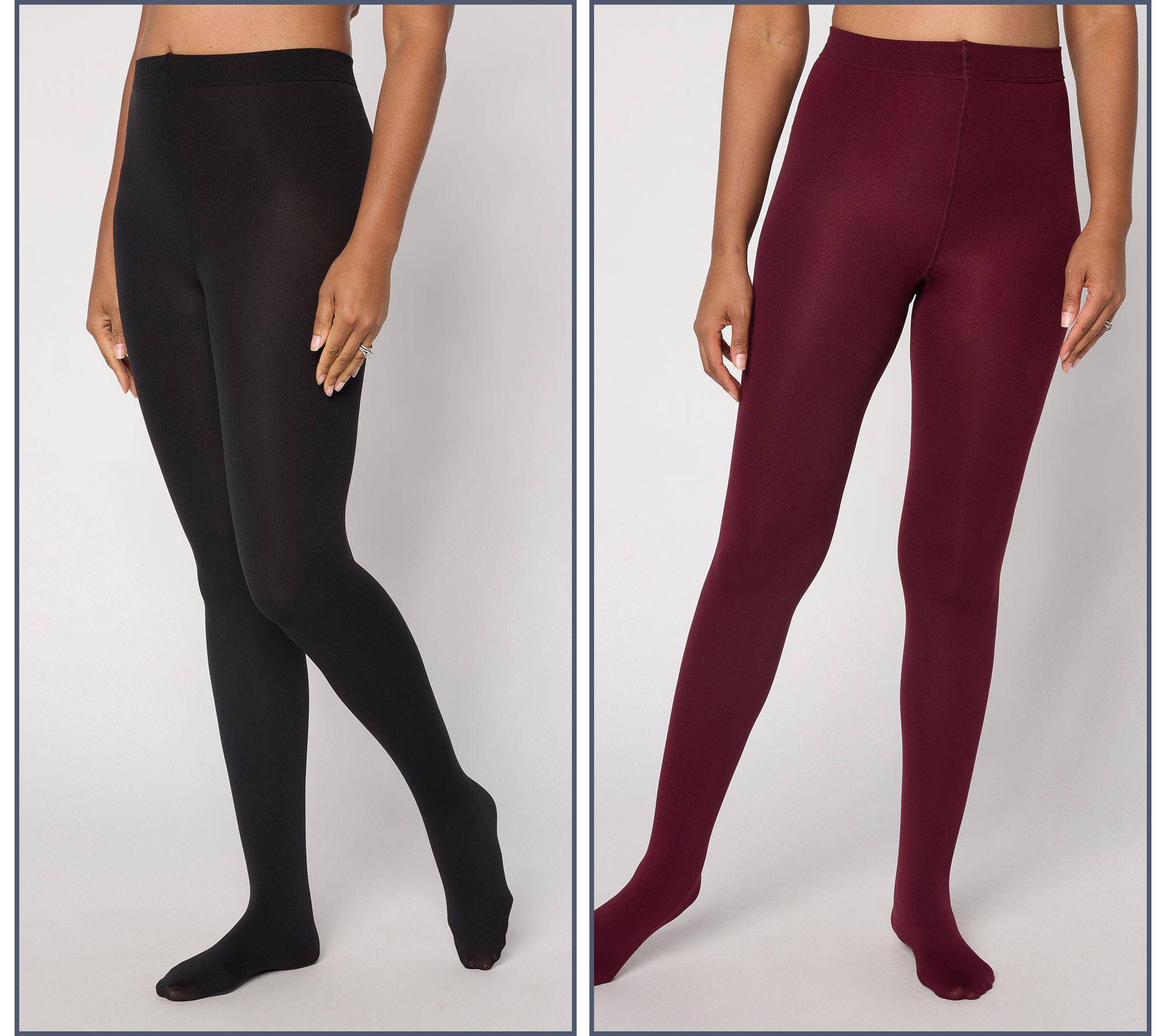 "As Is" MUK LUKS Set of 2 High Waisted Fleece-Lined Tights