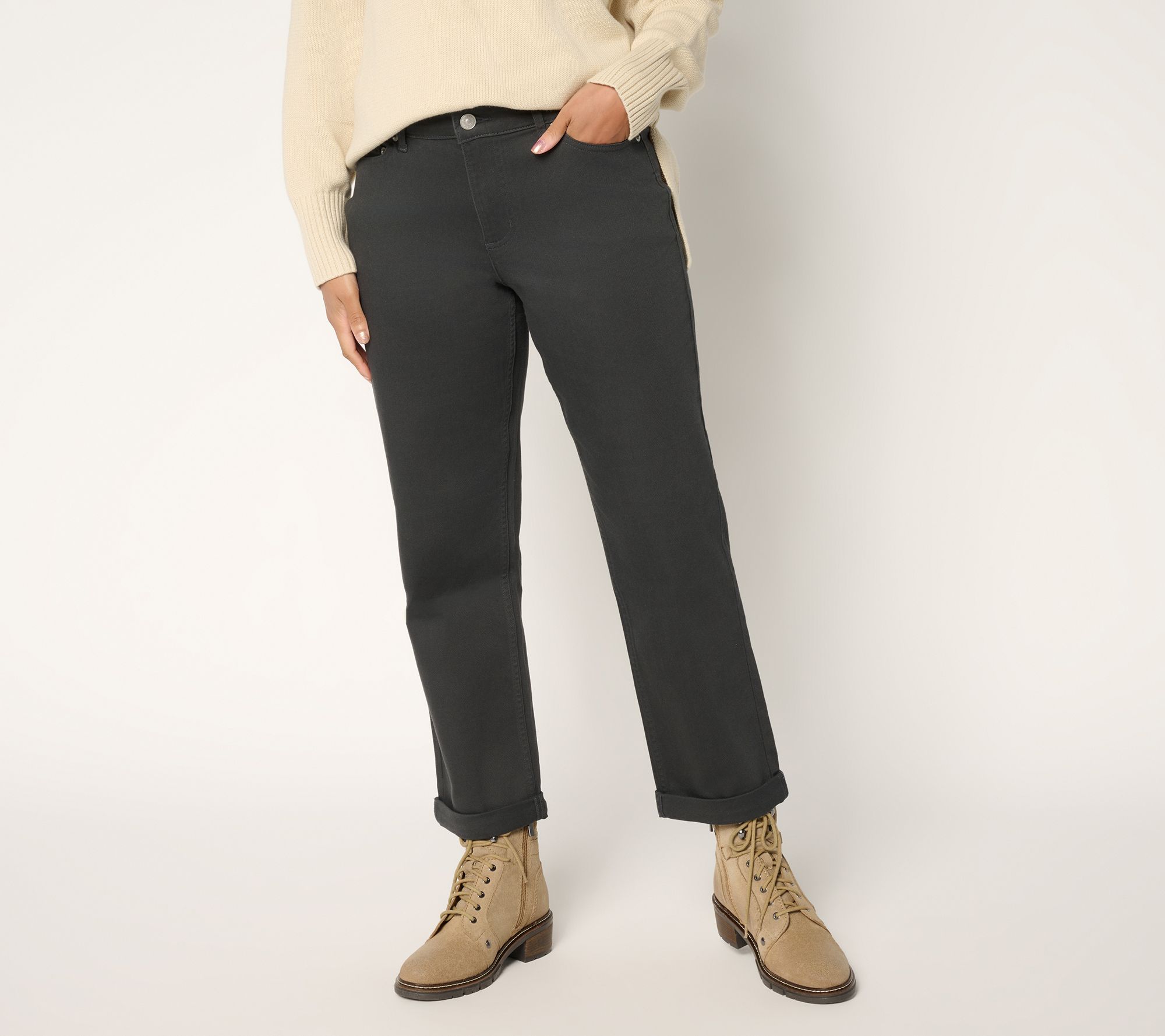 "As Is" LOGO by Lori Goldstein Reg Color Denim Boyfriend Jean