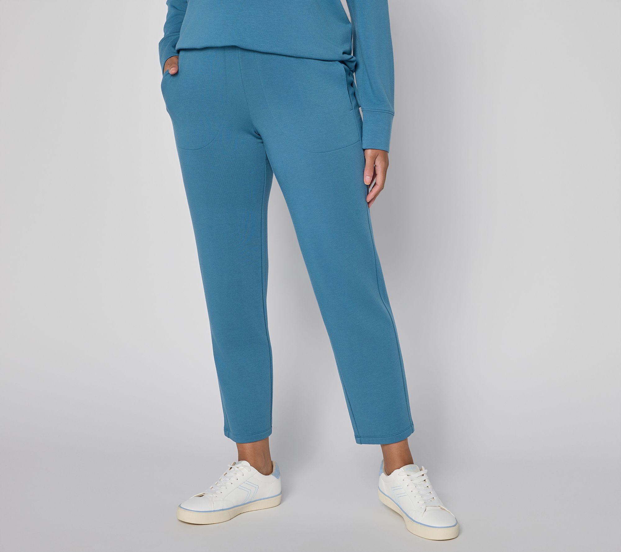 "As Is" Denim & Co. Active Pet Fleece Back Knit Ankle Pant