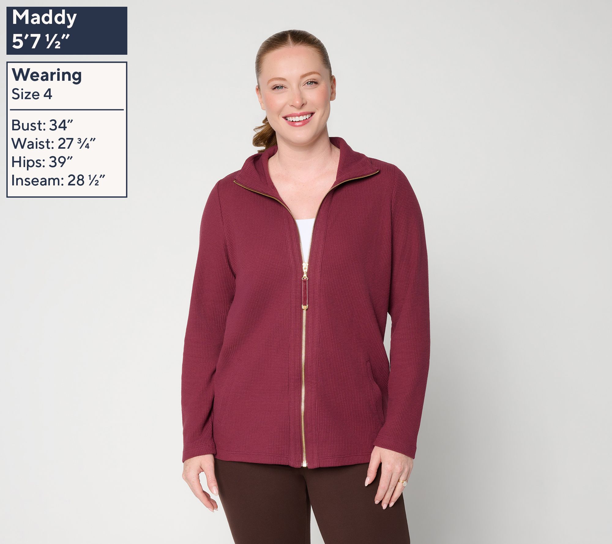 Belle by Kim Gravel Baby Waffle Velvet Tab Zip Cardigan | QVC