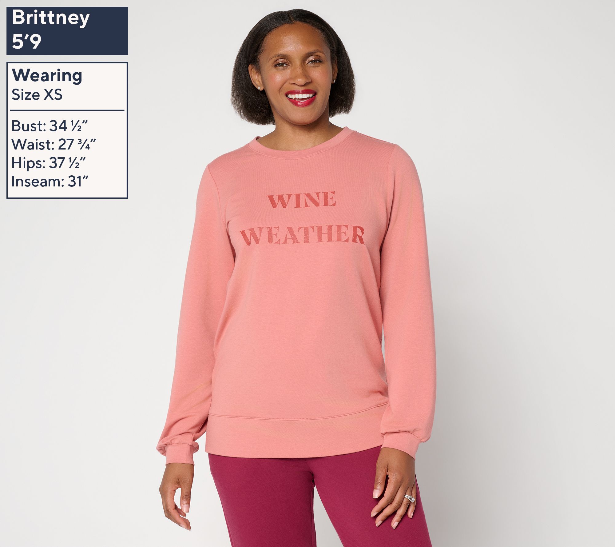 AnyBody Cozy Knit French Terry Graphic Sweatshirt | QVC