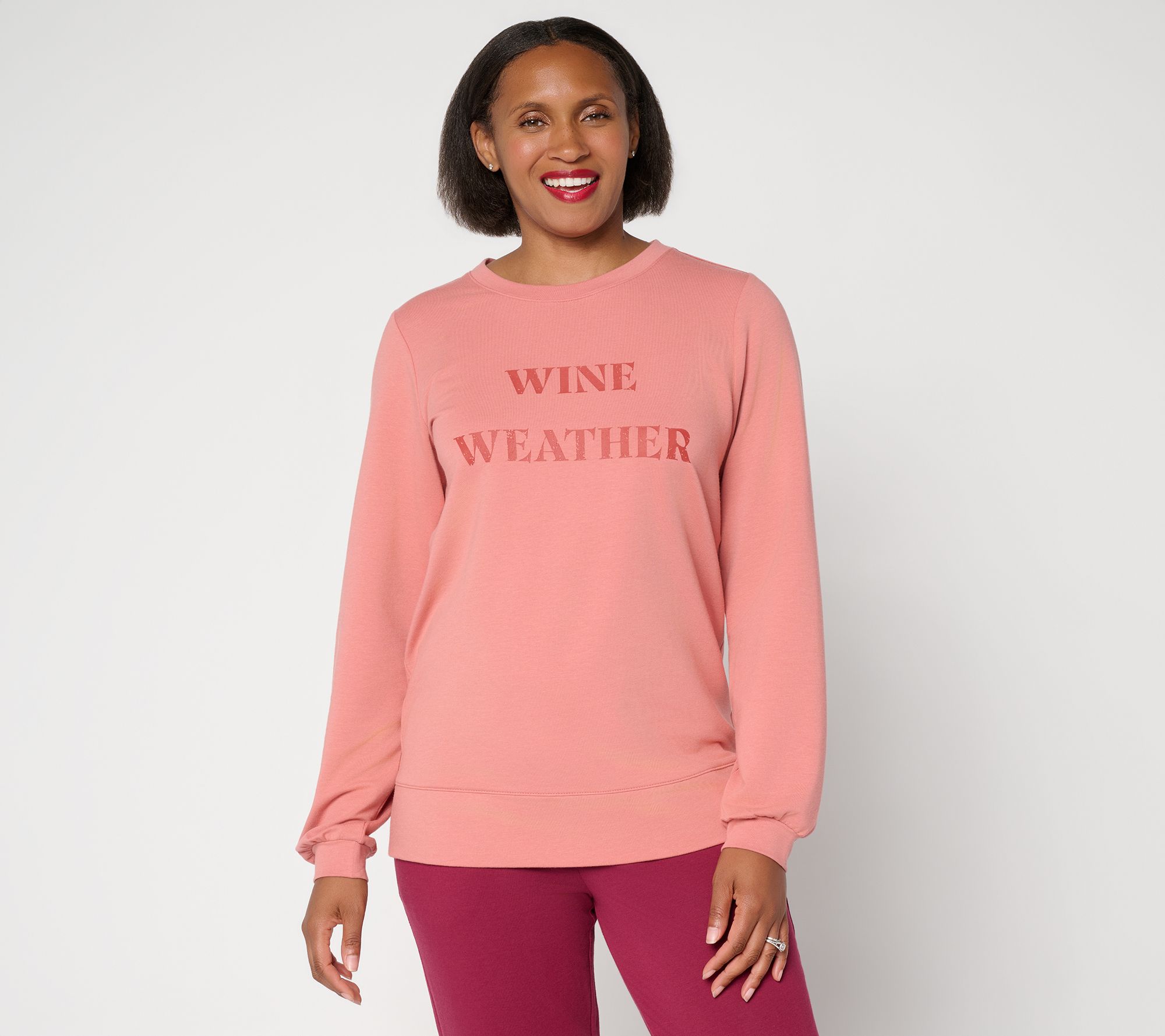 AnyBody Cozy Knit French Terry Graphic Sweatshirt