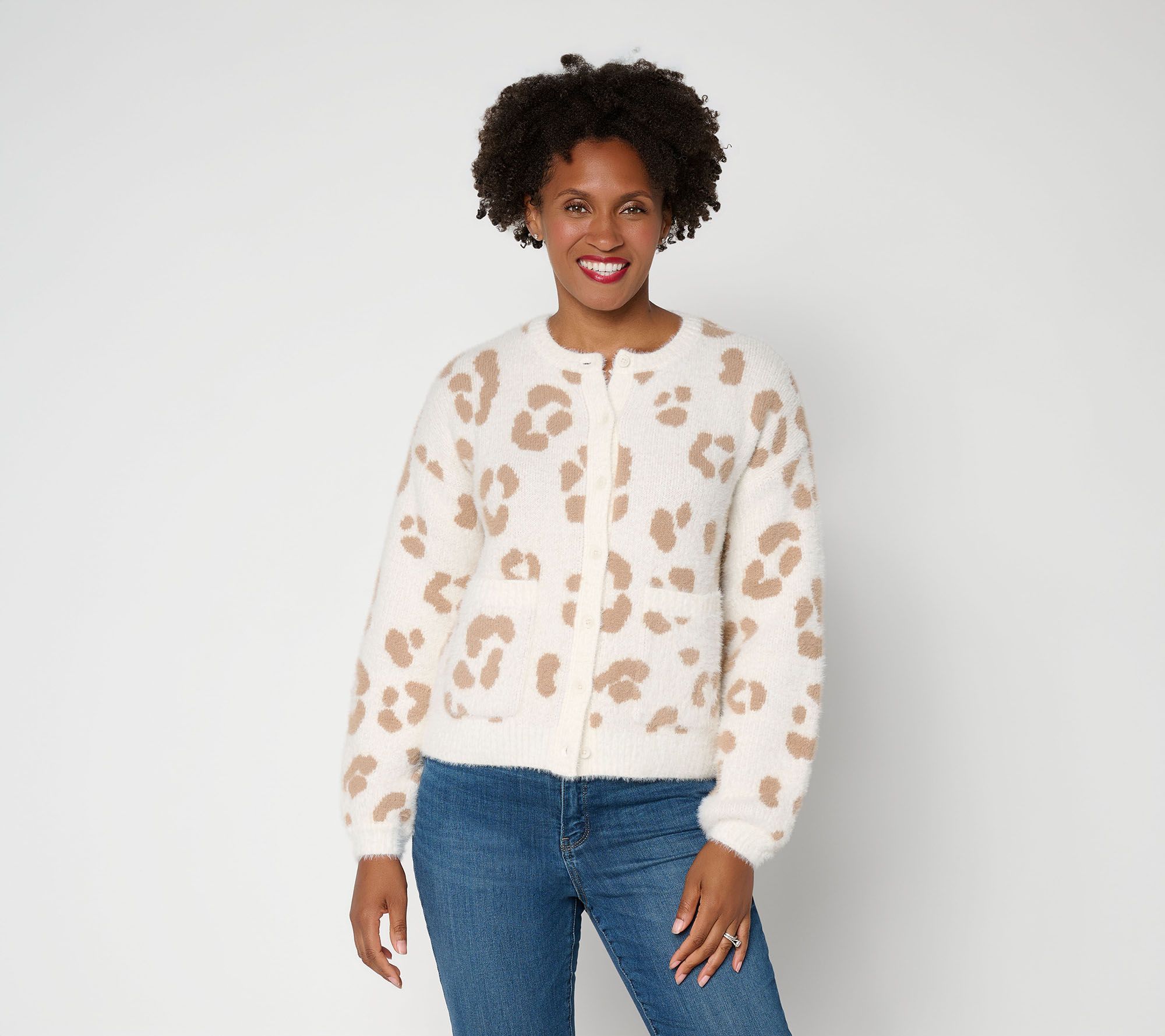 Me by Jennie Garth Animal Jacquard Cardigan - QVC.com