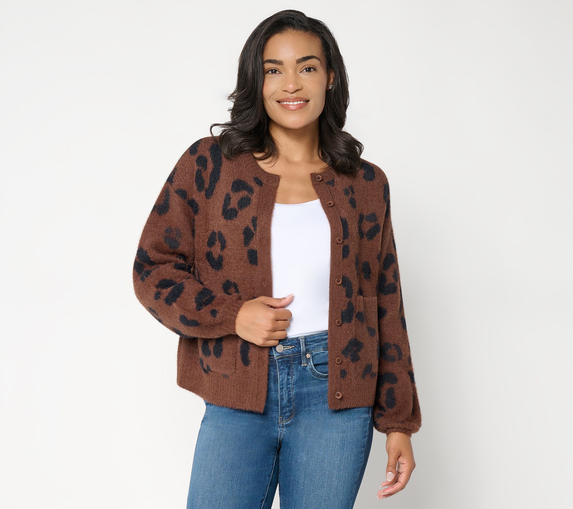 Me by Jennie Garth Animal Jacquard Cardigan