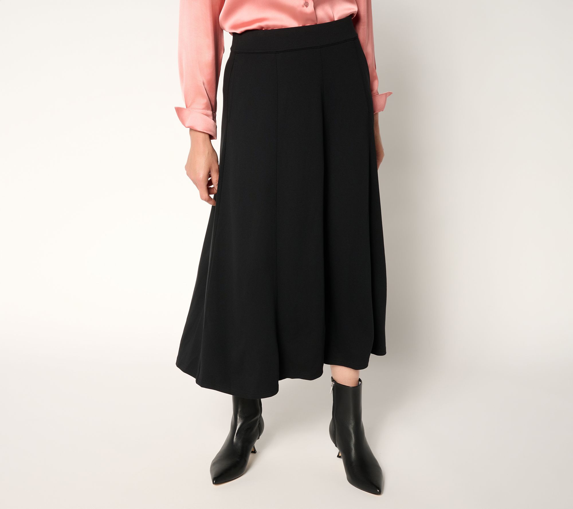 "As Is" BEAUTIFUL by Lawrence Zarian Reg Silky Ponte Midi Skirt