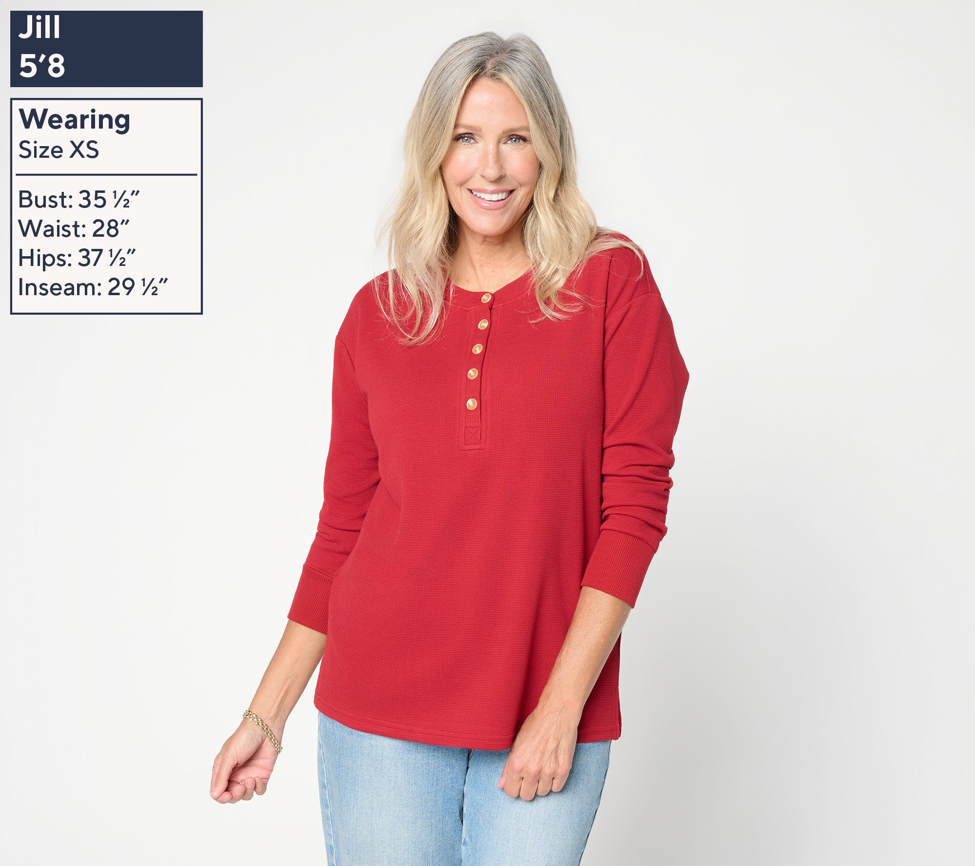 Belle by Kim Gravel ScubaLuxe Waffle Henley w/ Horn Button | QVC