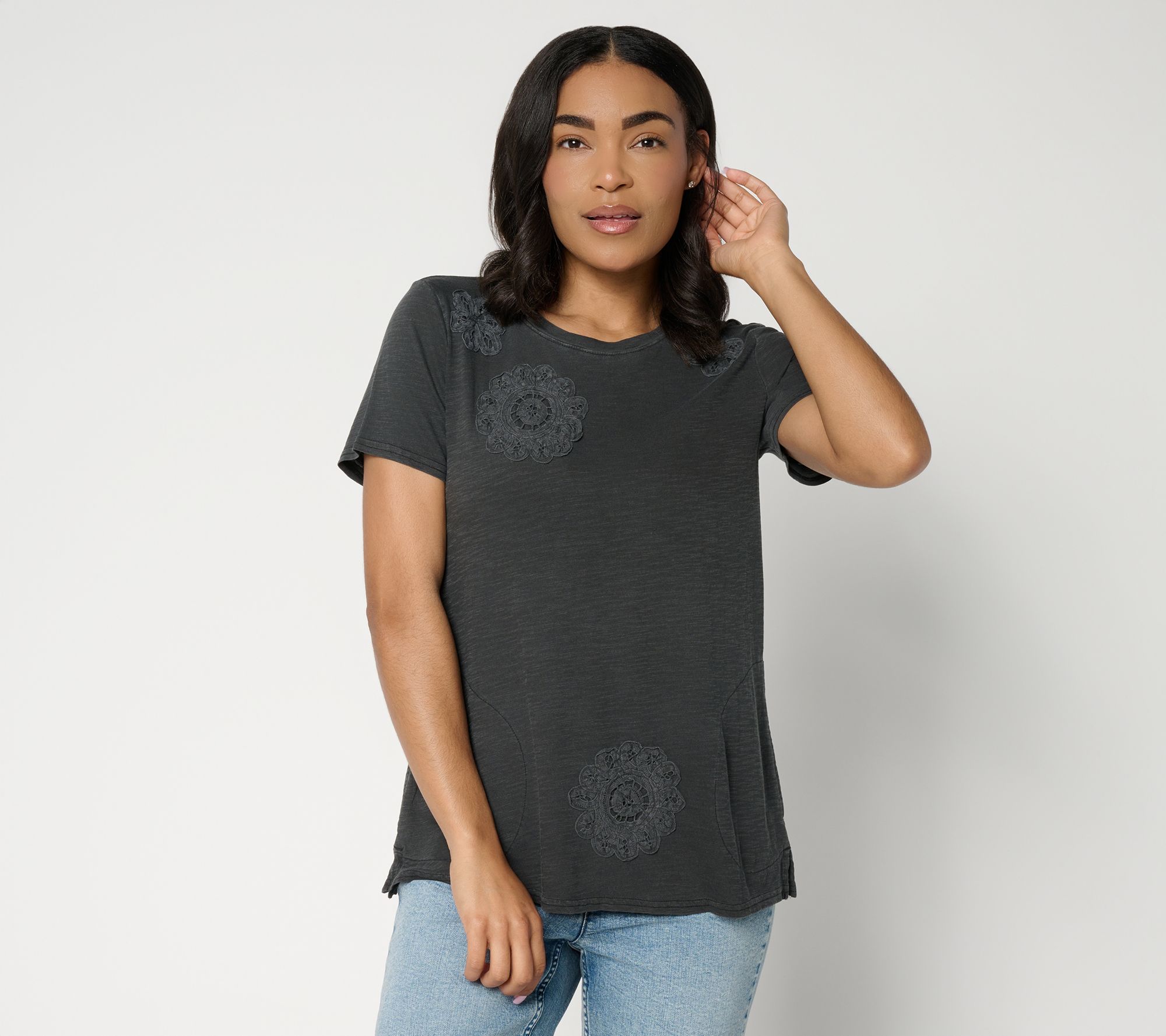 "As Is" LOGO Lavish by Lori Goldstein Knit Top w/ Soutache Detail