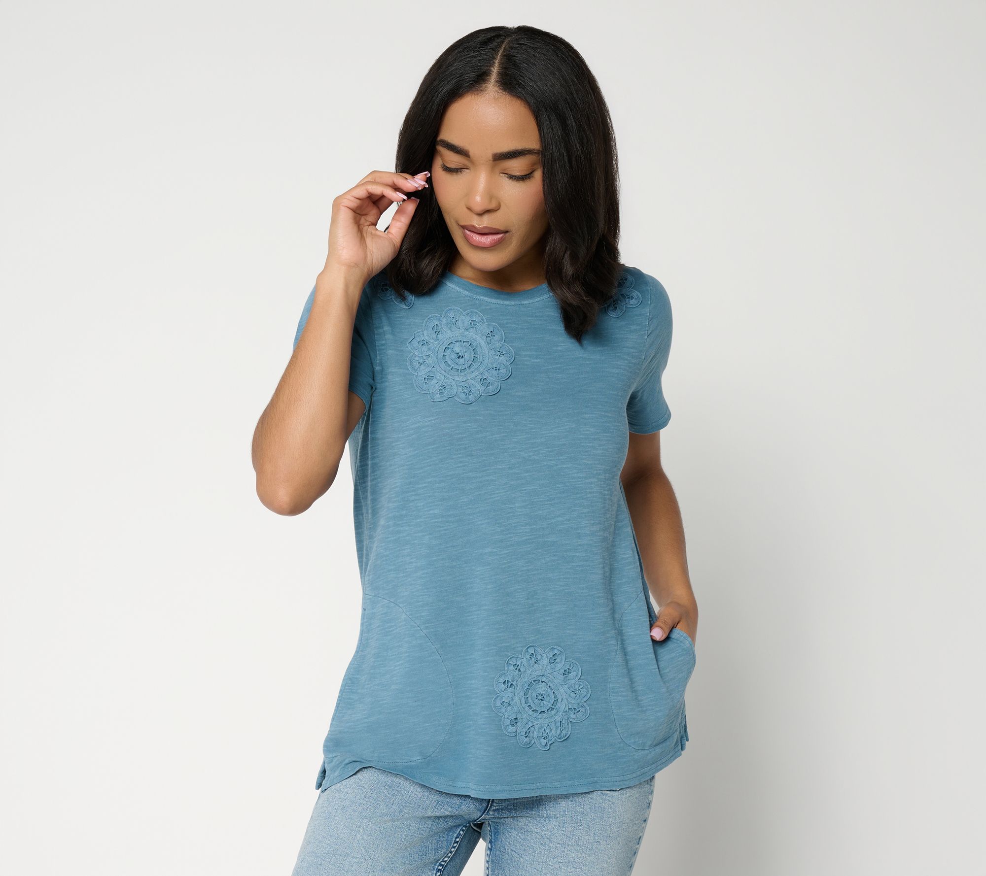"As Is" LOGO Lavish by Lori Goldstein Knit Top w/ Soutache Detail