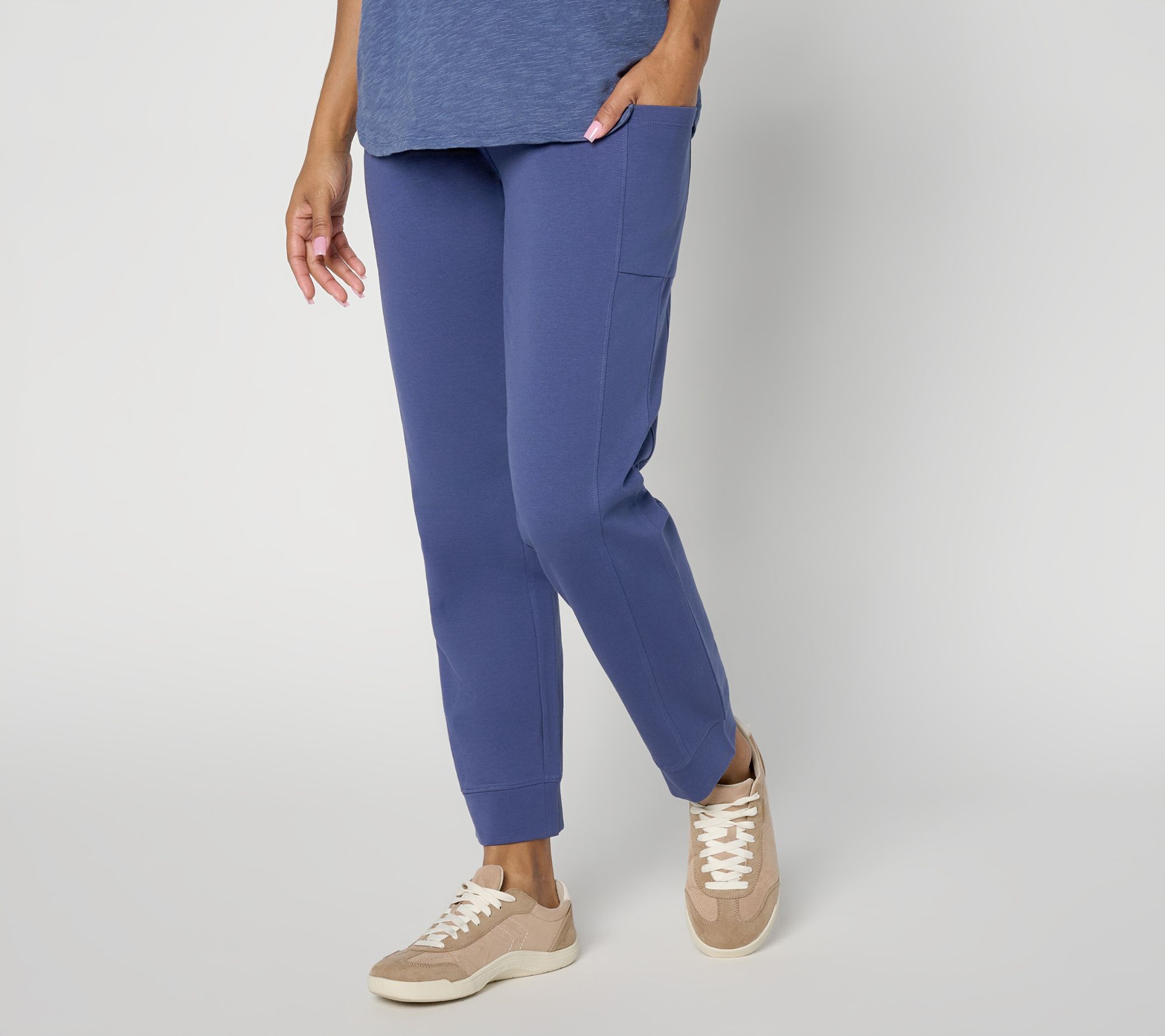 Denim & Co. Active Regular French Terry Slim Straight Ankle Pants