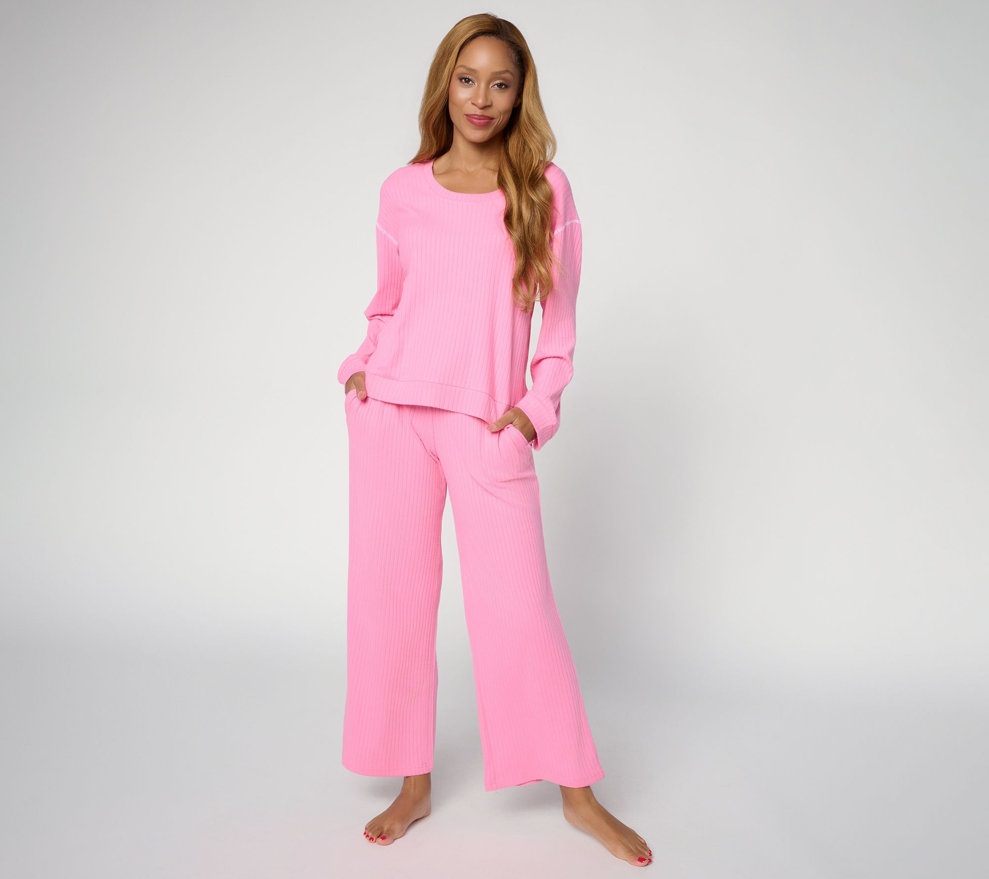  MUK LUKS Long Sleeve Pullover & Wide Leg Pant Lounge Set