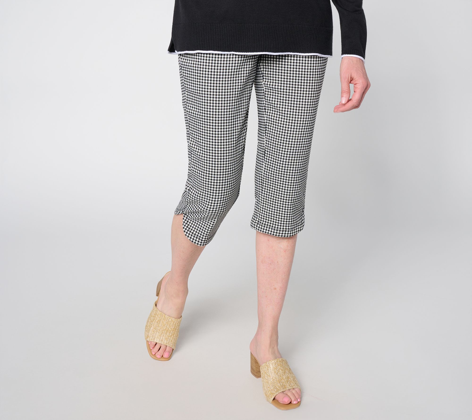 "As Is" Belle by Kim Gravel Petite Gingham Capri Pant