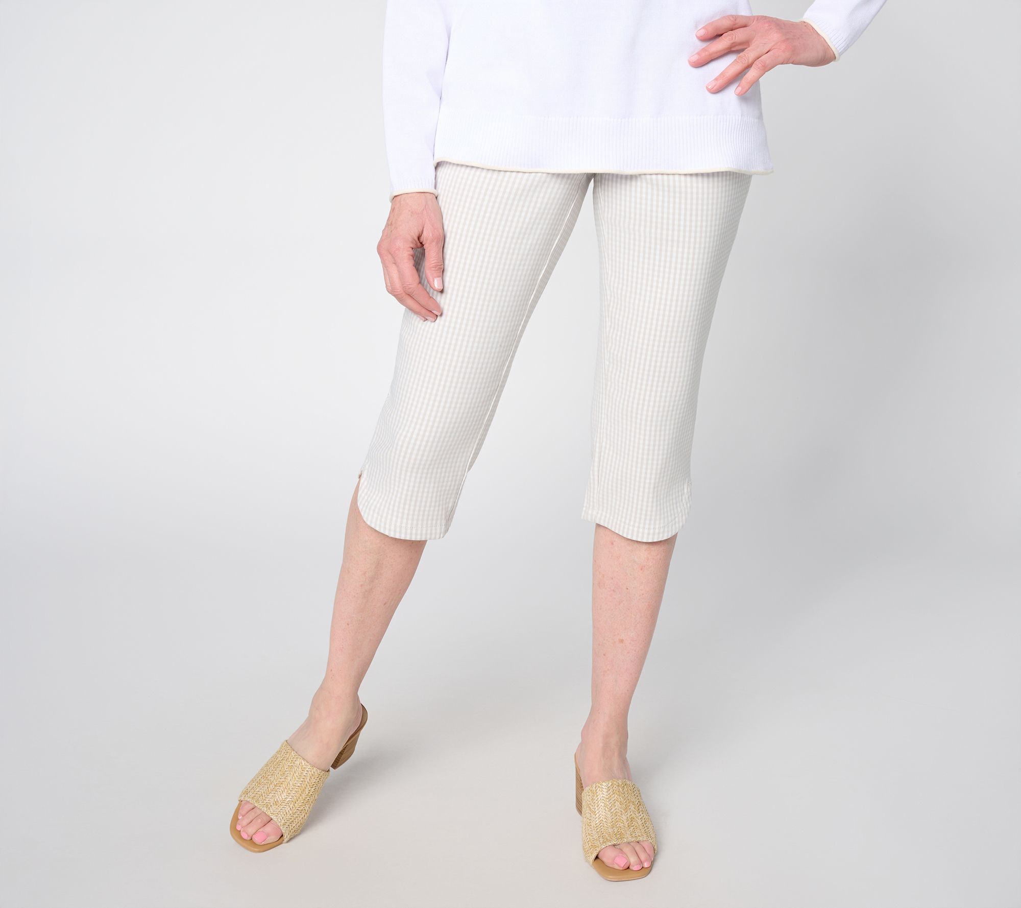 "As Is" Belle by Kim Gravel Petite Gingham Capri Pant