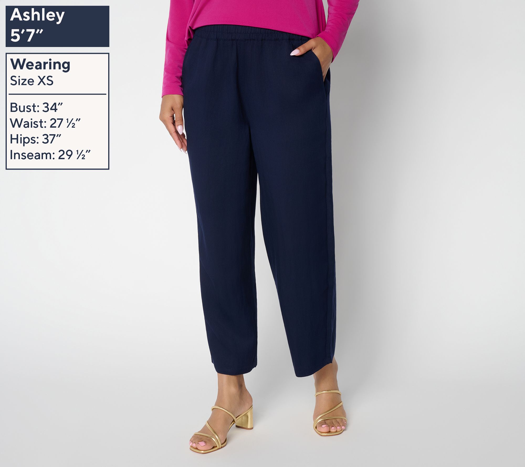 QVCジャパン Susan Graver Stretch Lyocell Woven Straight Leg Crop Pants - QVC.com