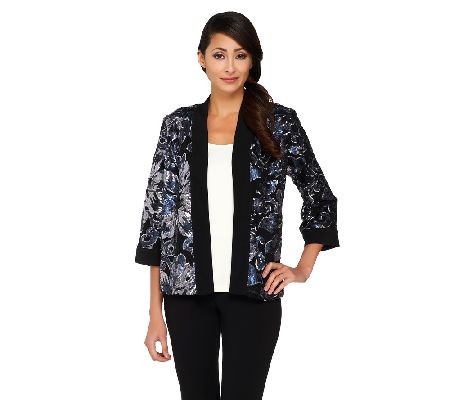 Bob Mackie's Open Front Floral Sequined Jacket - Page 1 — QVC.com