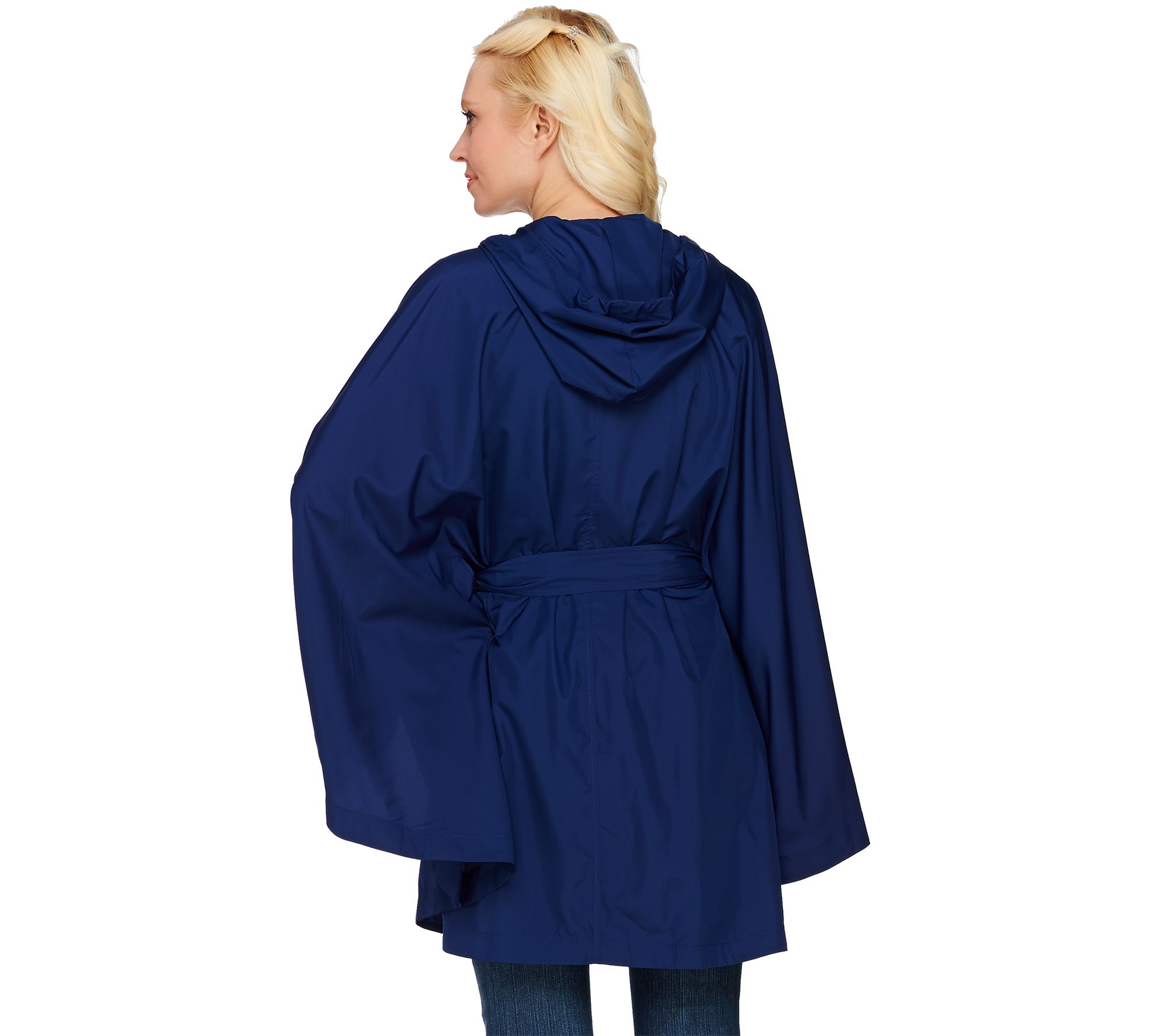 H by Halston Water Repellant Poncho Anorak with Hood Hood