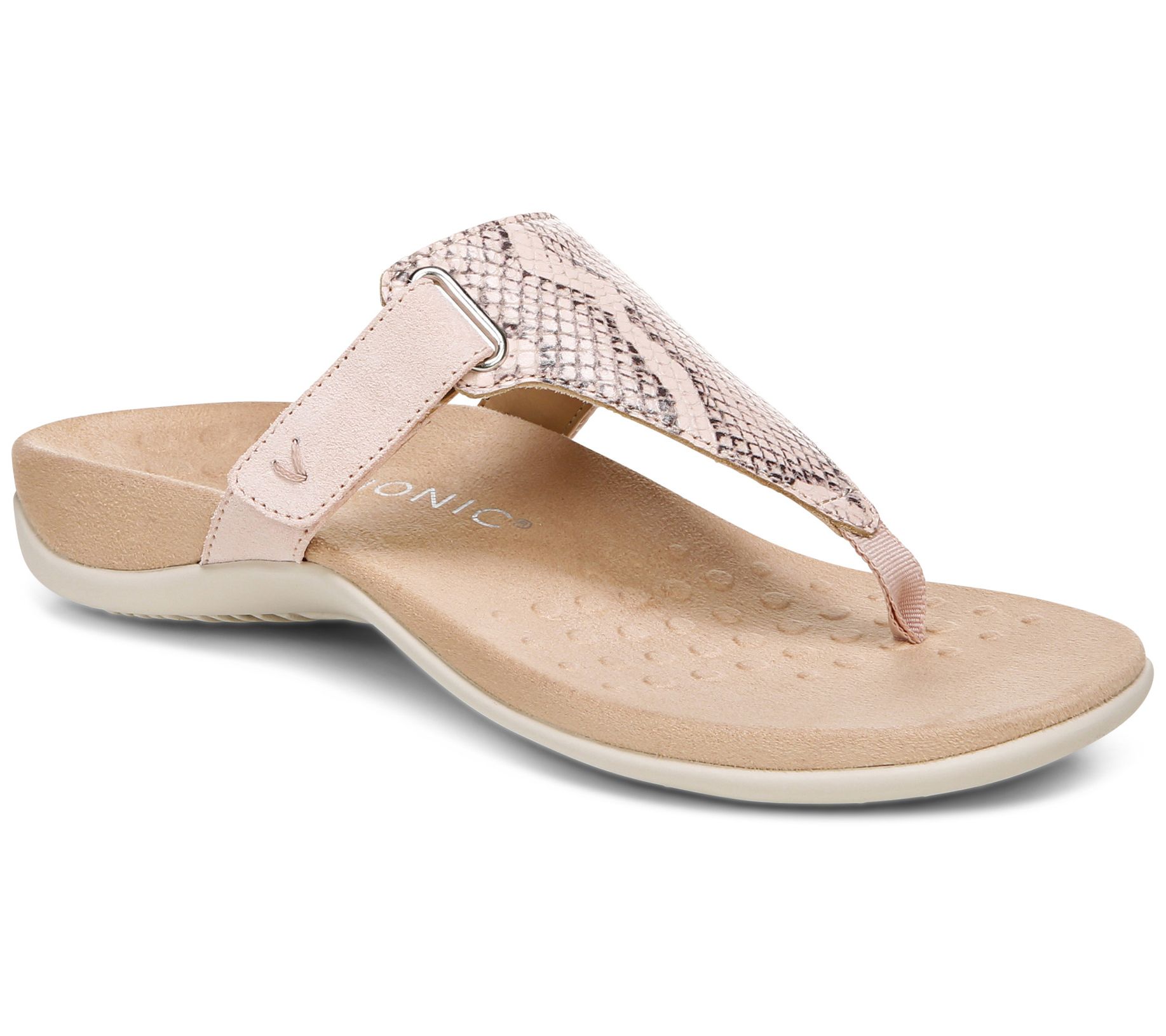 Vionic Leather Snake Print Thong Sandals - Wanda Snake
