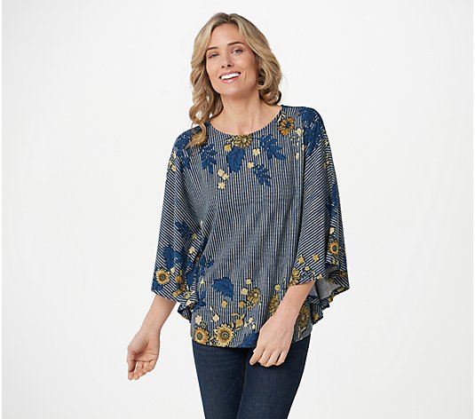 The Muses Closet Floral Printed Poncho Top