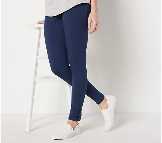 Denim & Co. Active Petite Duo Stretch Pull-On Legging with Ankle Dtl 