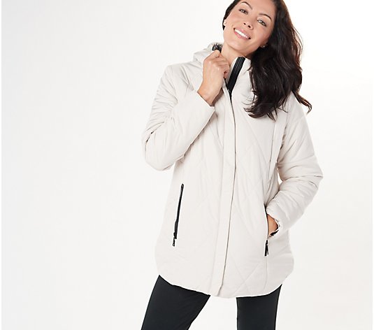 Nuage Diamond Quilted Peach-Skin Jacket with Fixed Hood