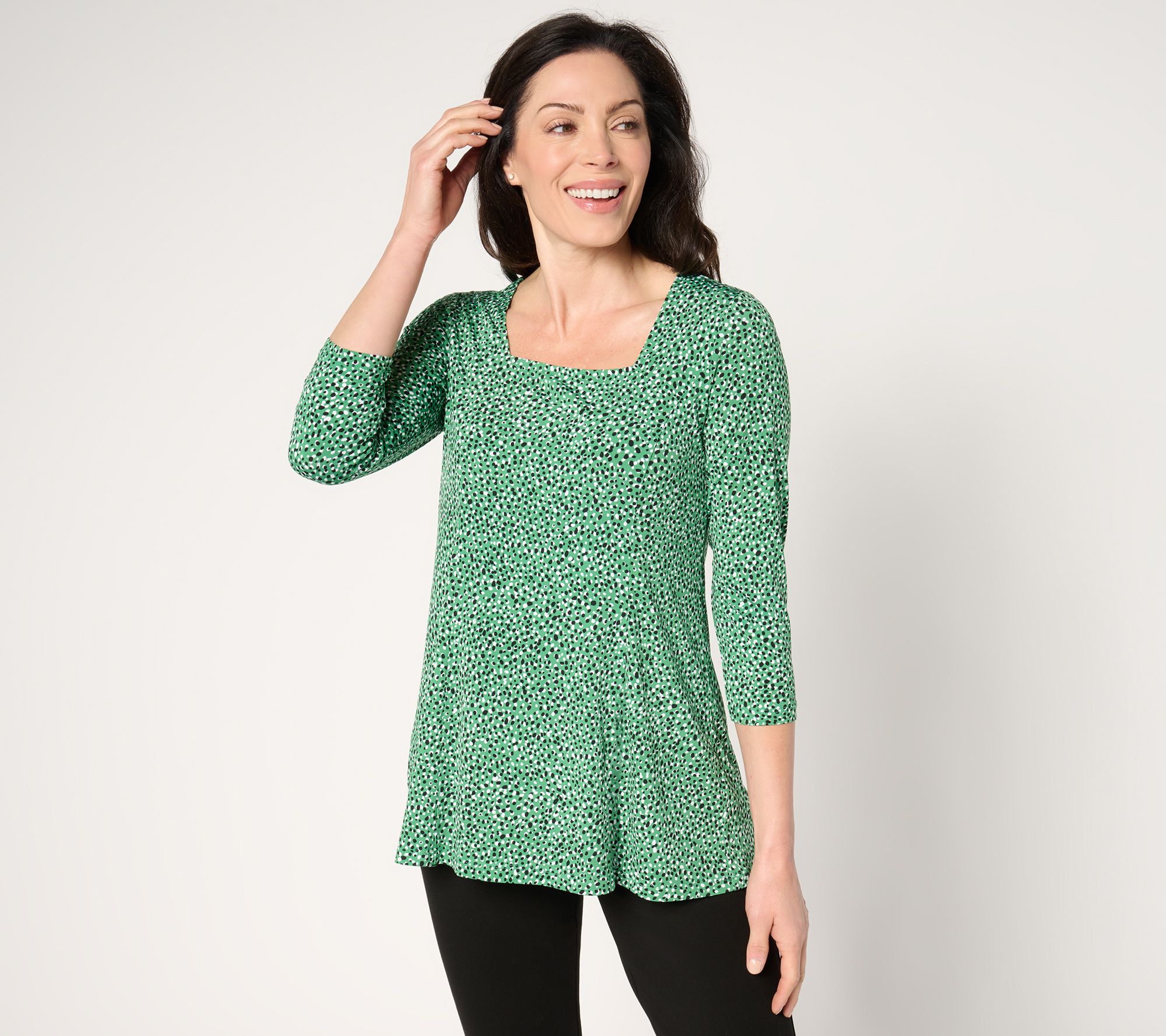 Susan Graver Regular Printed Liquid Knit Fit & Flare Tunic