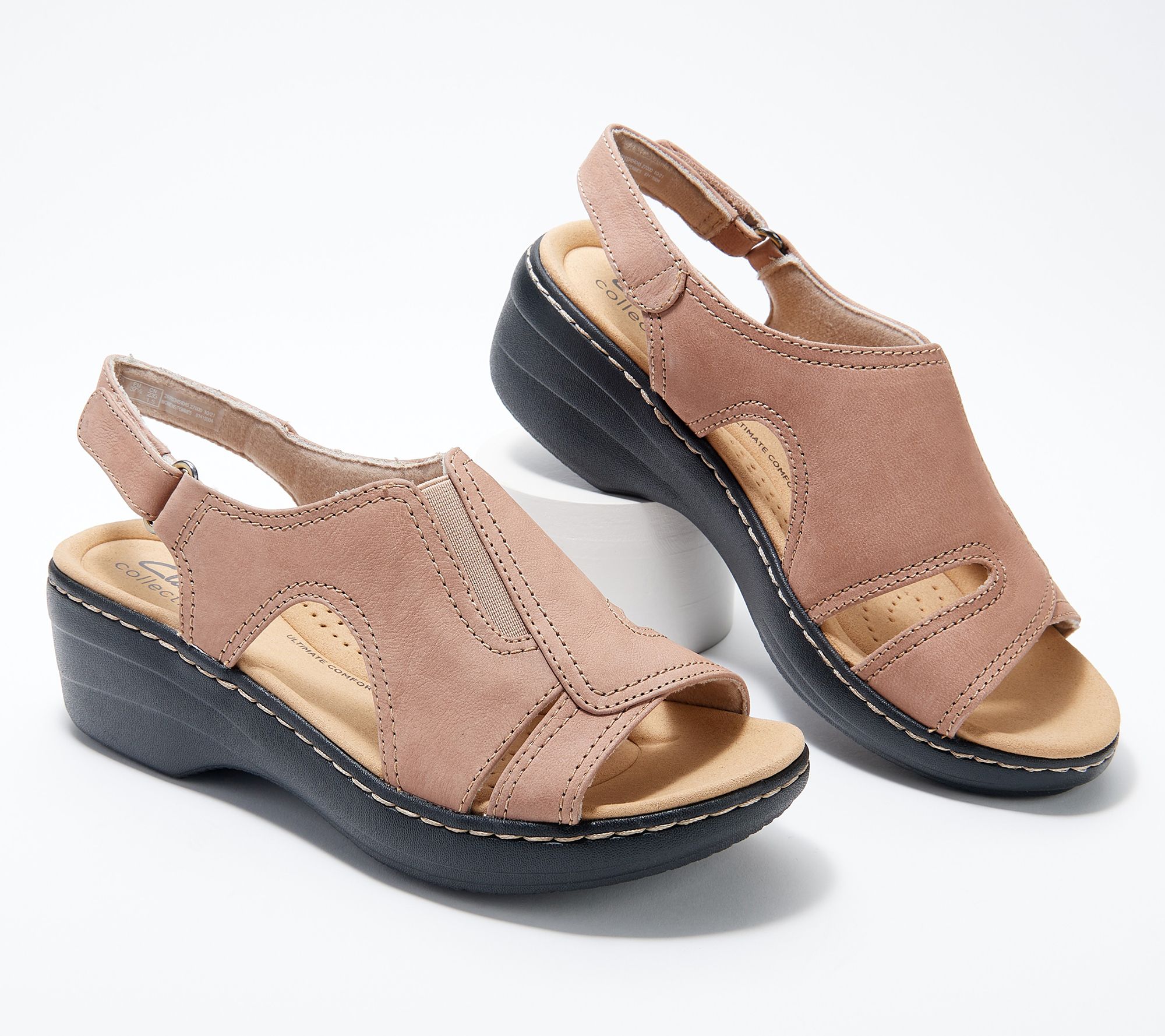 No se mueve para donar Extracción Clarks Collection Leather Wedge Sandals - Merliah Style - QVC.com