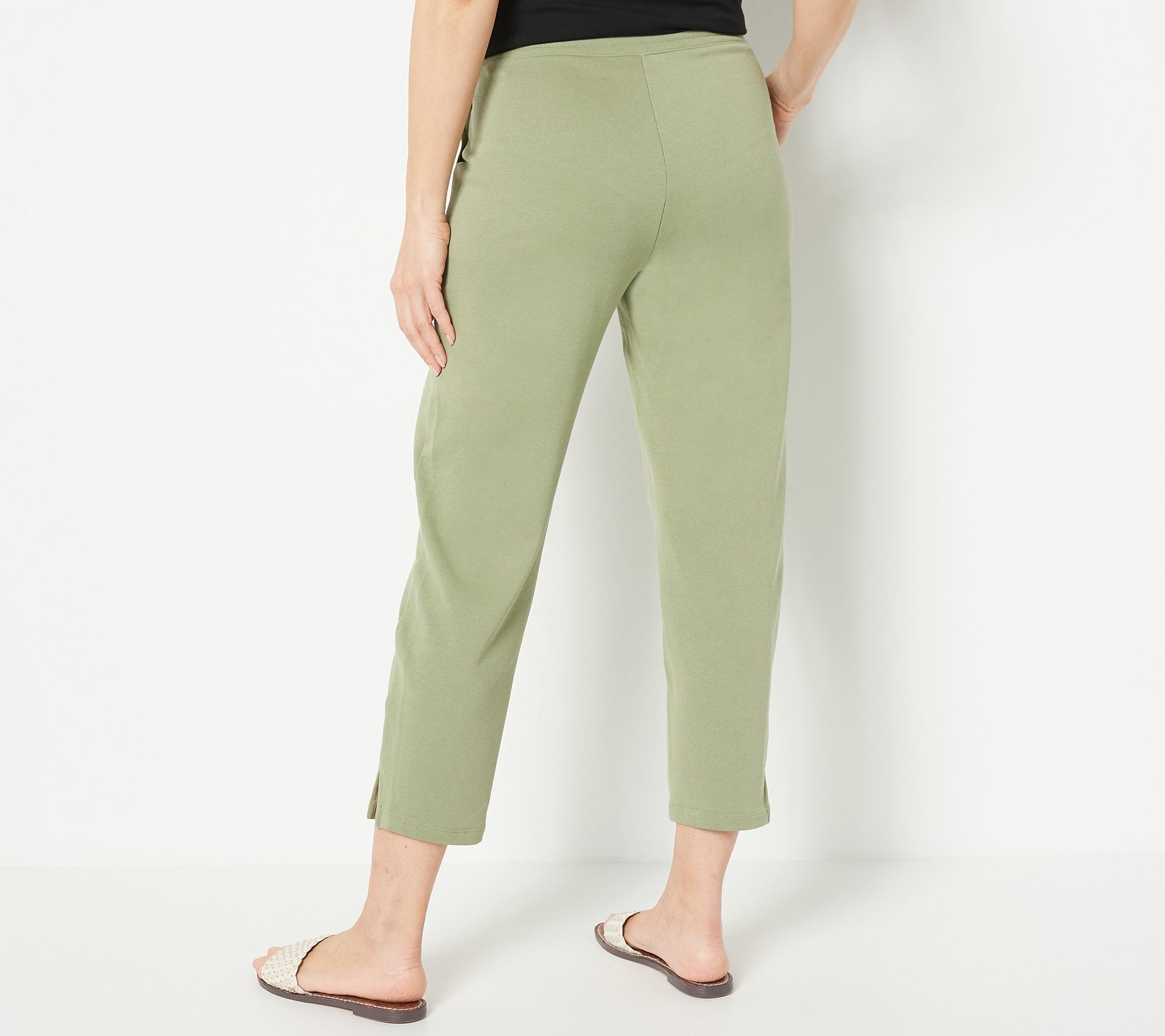 Susan Graver Weekend Petite French Terry Pants with Waist Detail - QVC.com