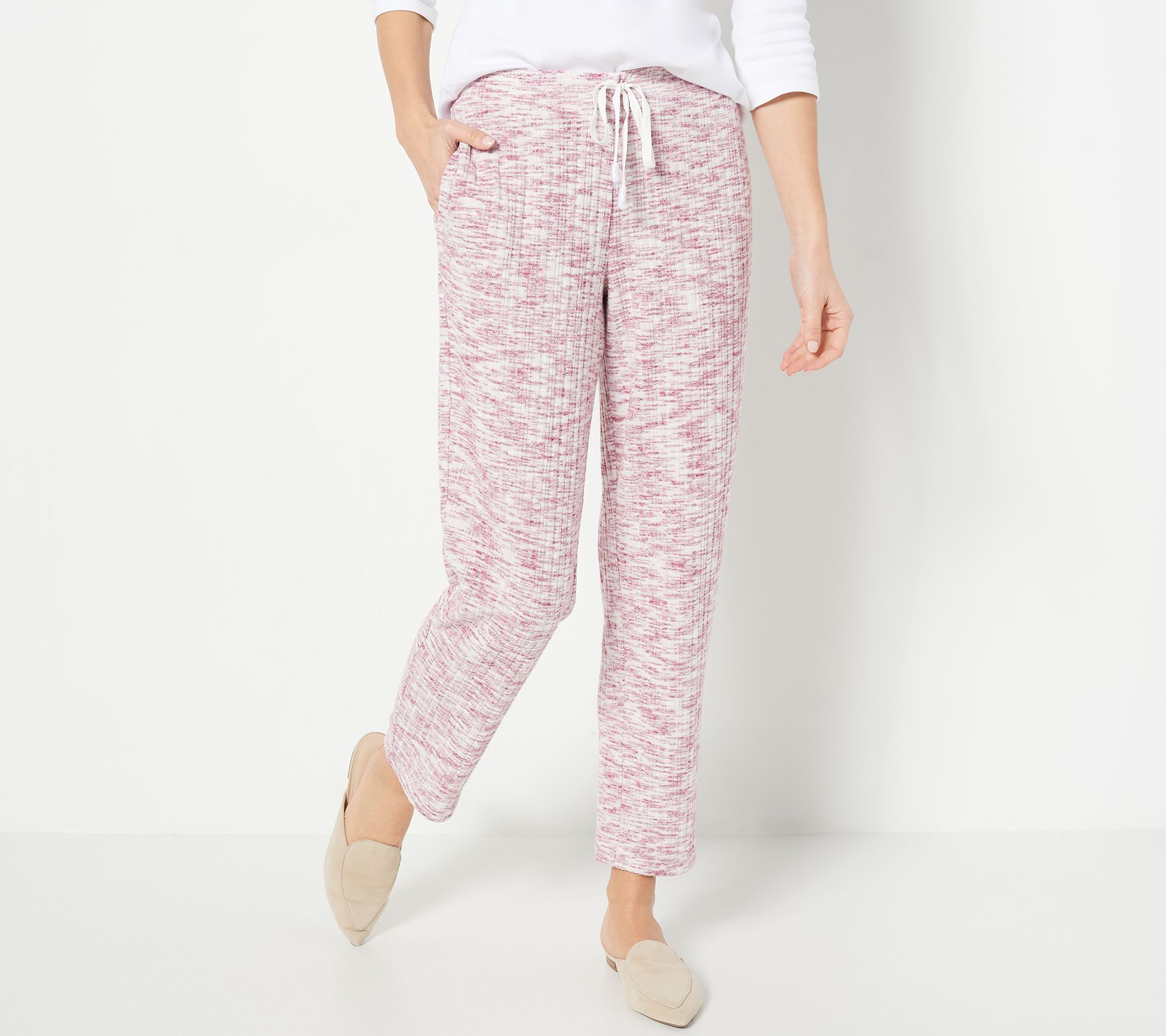 "As Is" Susan Graver Lifestyle Reg. HeatherBrushed Rib Knit Pants