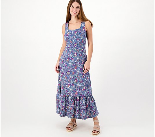 Lands' End Square Neck Tiered Maxi Dress