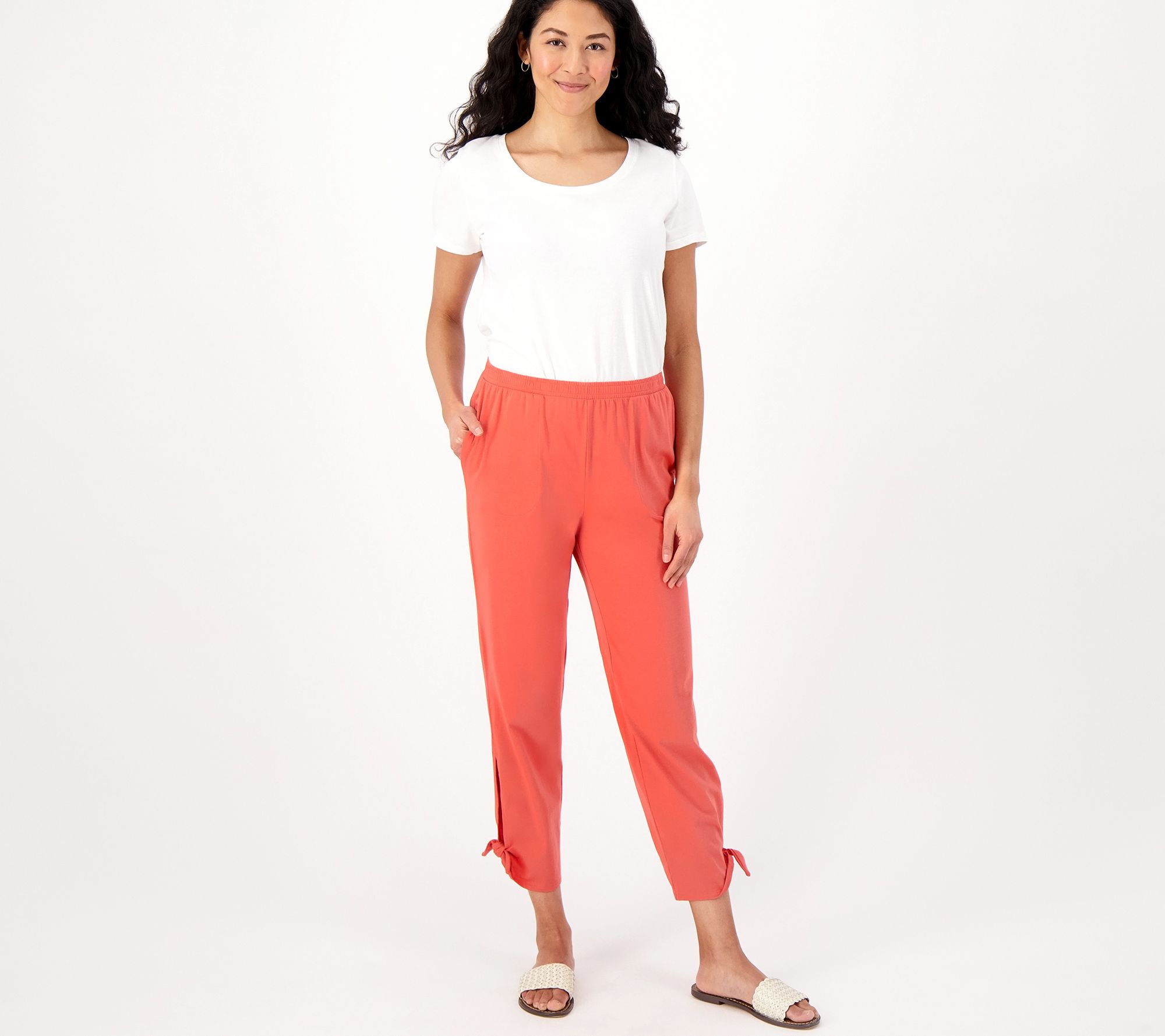 AnyBody Textured Jersey Pant with Tie Detail - QVC.com