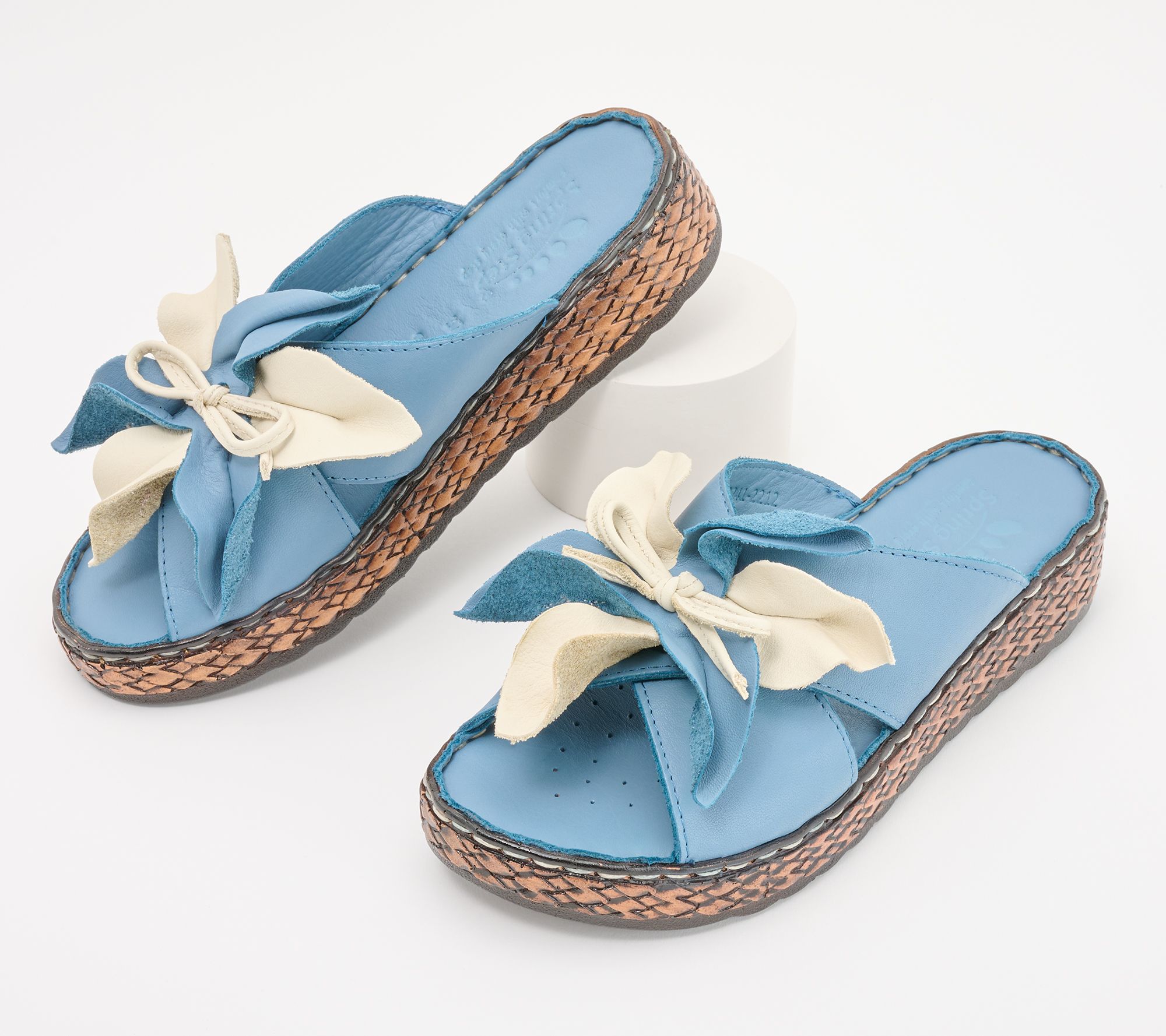 Spring Step Leather Flower Slide Sandals - Hilary - QVC.com