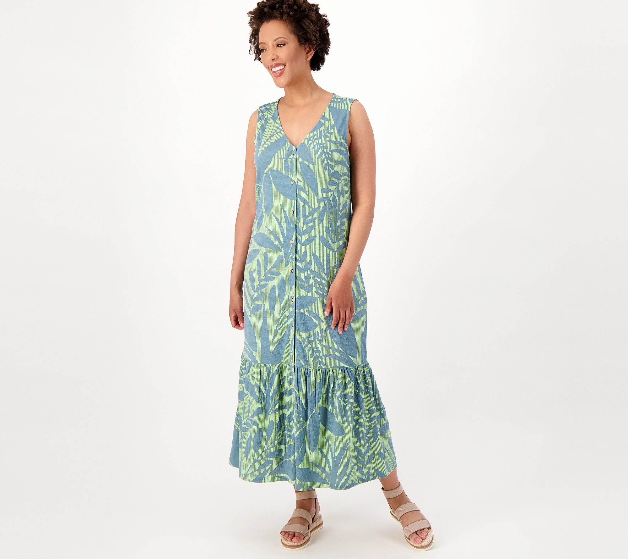 Denim & Co. By the Beach Knit Gauze Tiered Dress - QVC.com