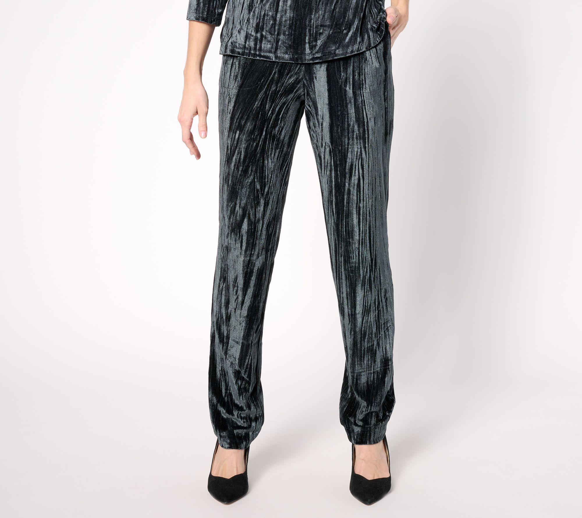 Isaac Mizrahi Live! Tall Crushed Velvet Straight-Leg Pants