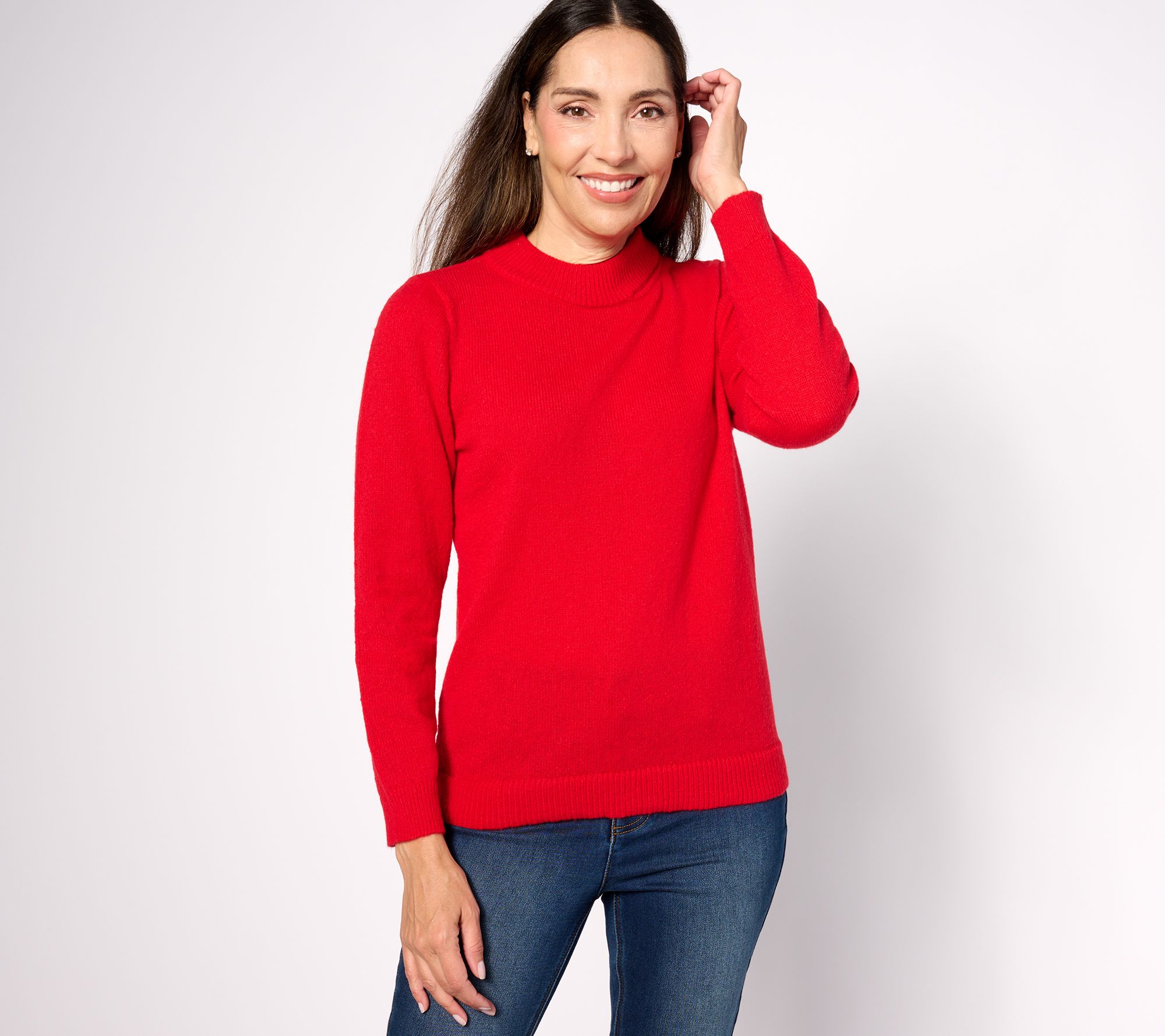 Susan Graver Mock Neck Sweater with Cut Out Detail