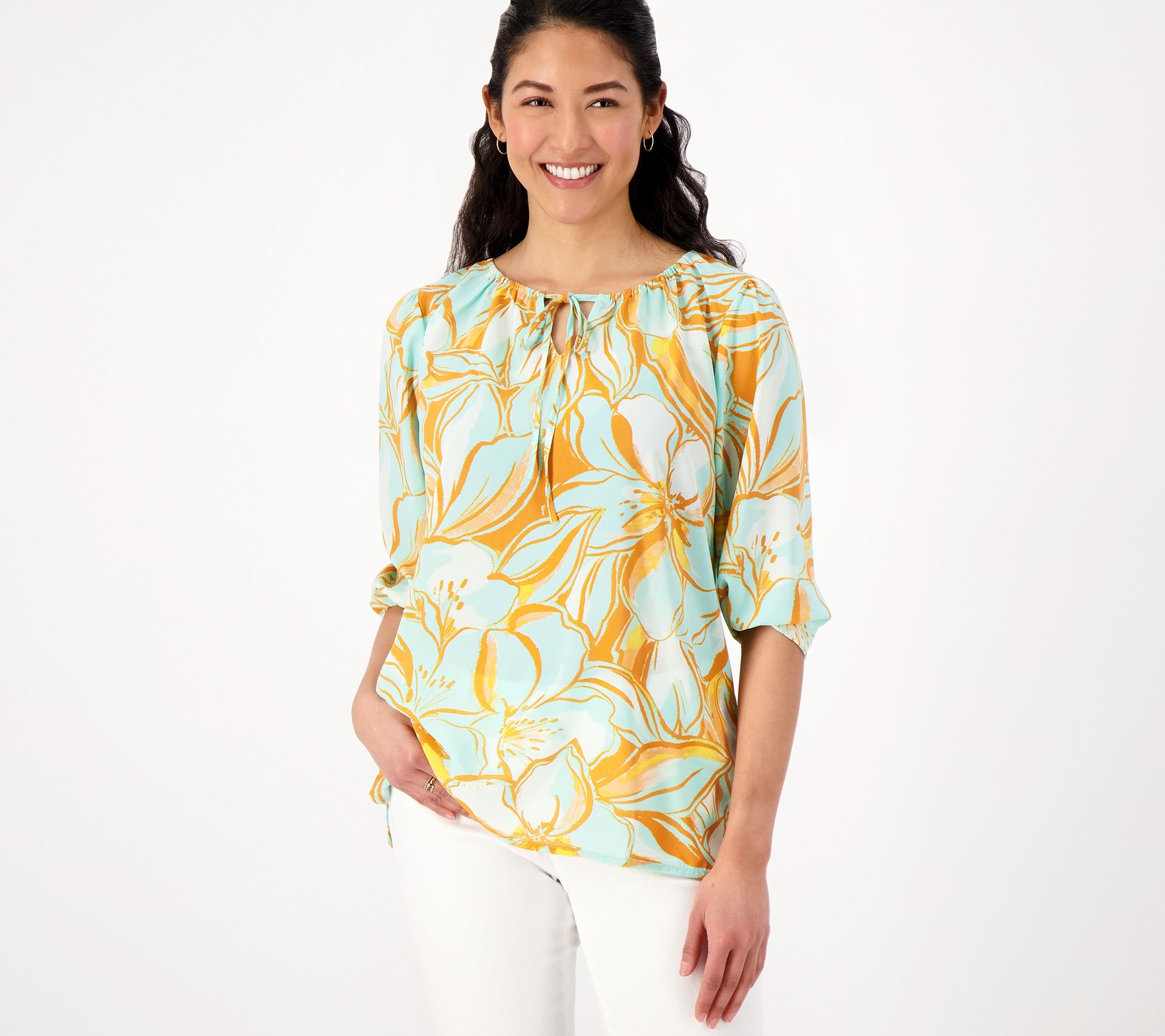 "As Is" Belle by Kim GraVel Tropical Pop Balloon 3/4 Sleeve Blouse