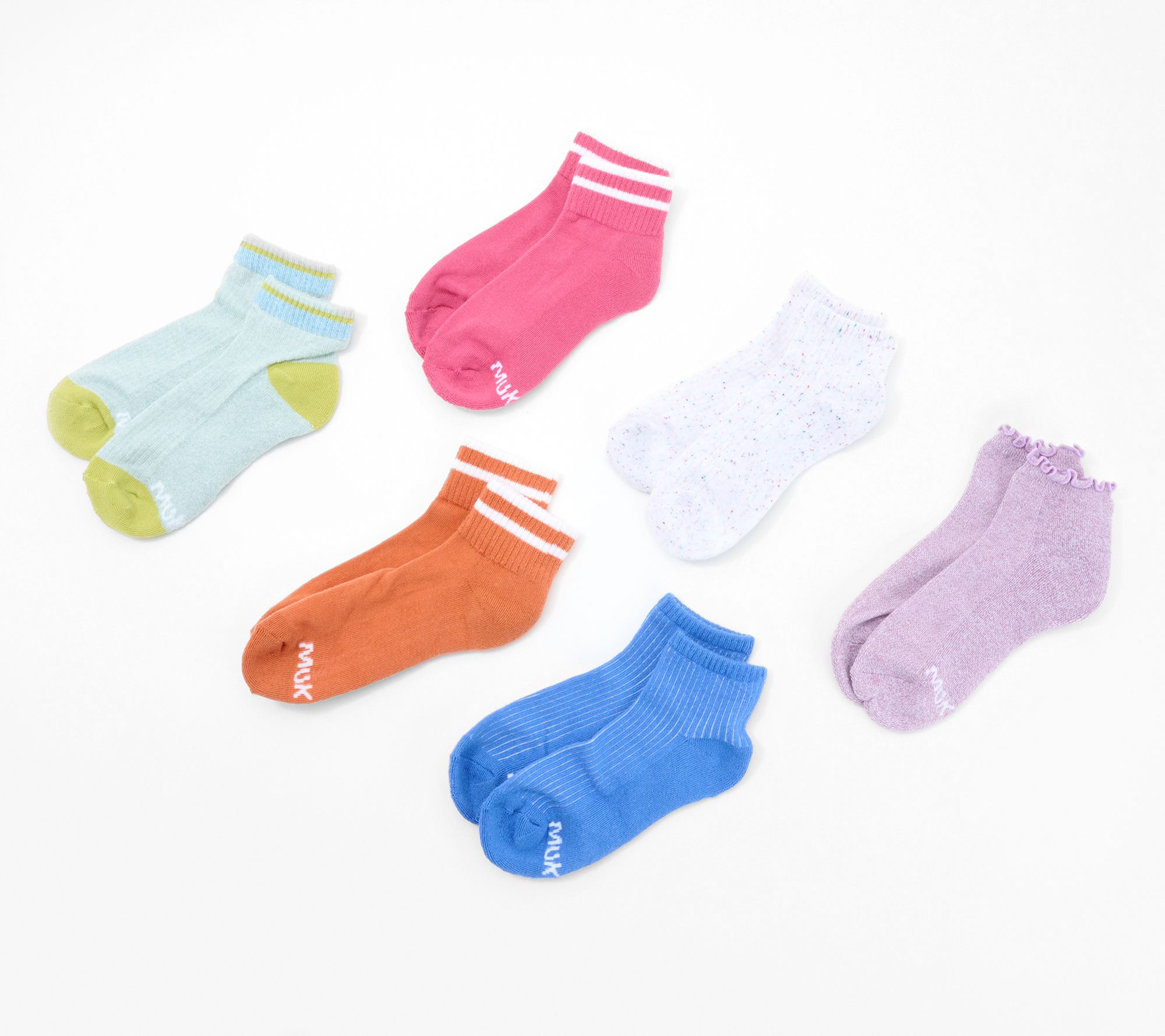 MUK LUKS Set of 6 Dream Step Mini Crew Socks - QVC.com