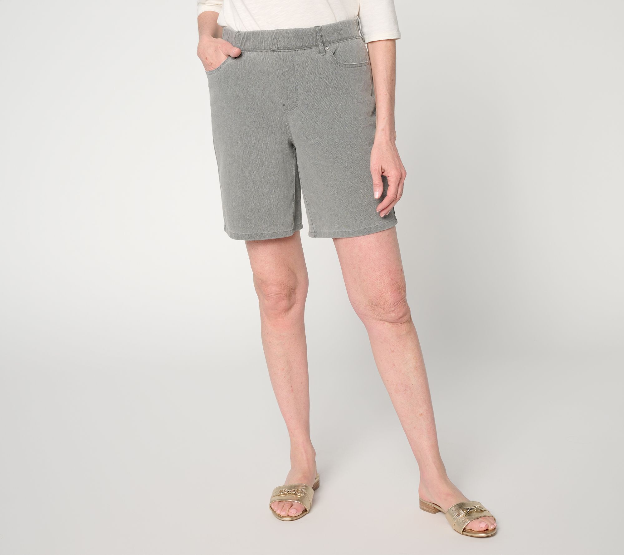 Denim & Co. Petite Comfy Knit Air Pull-On Short with Pockets