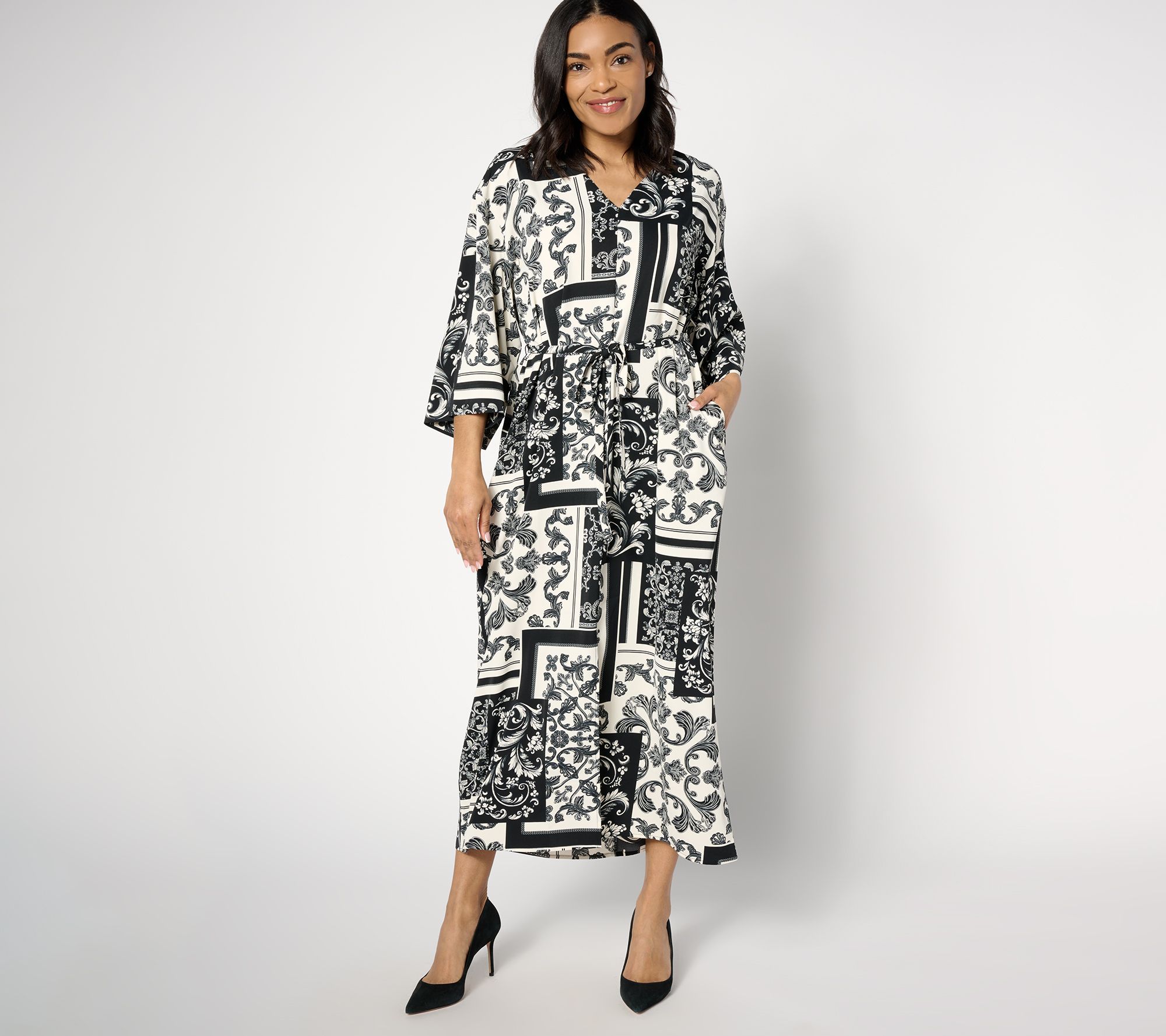 BEAUTIFUL by Lawrence Zarian Regular Printed Adjustable Tie Front Dress
