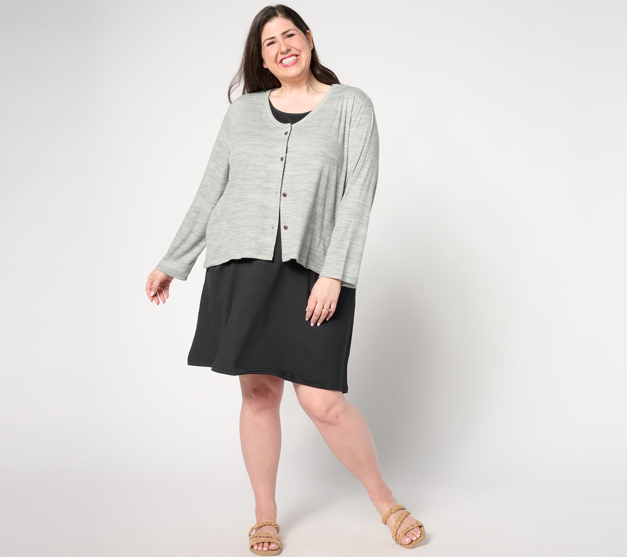 MUK LUKS Cloud Knit Dress & Ribbed Knit Cardigan