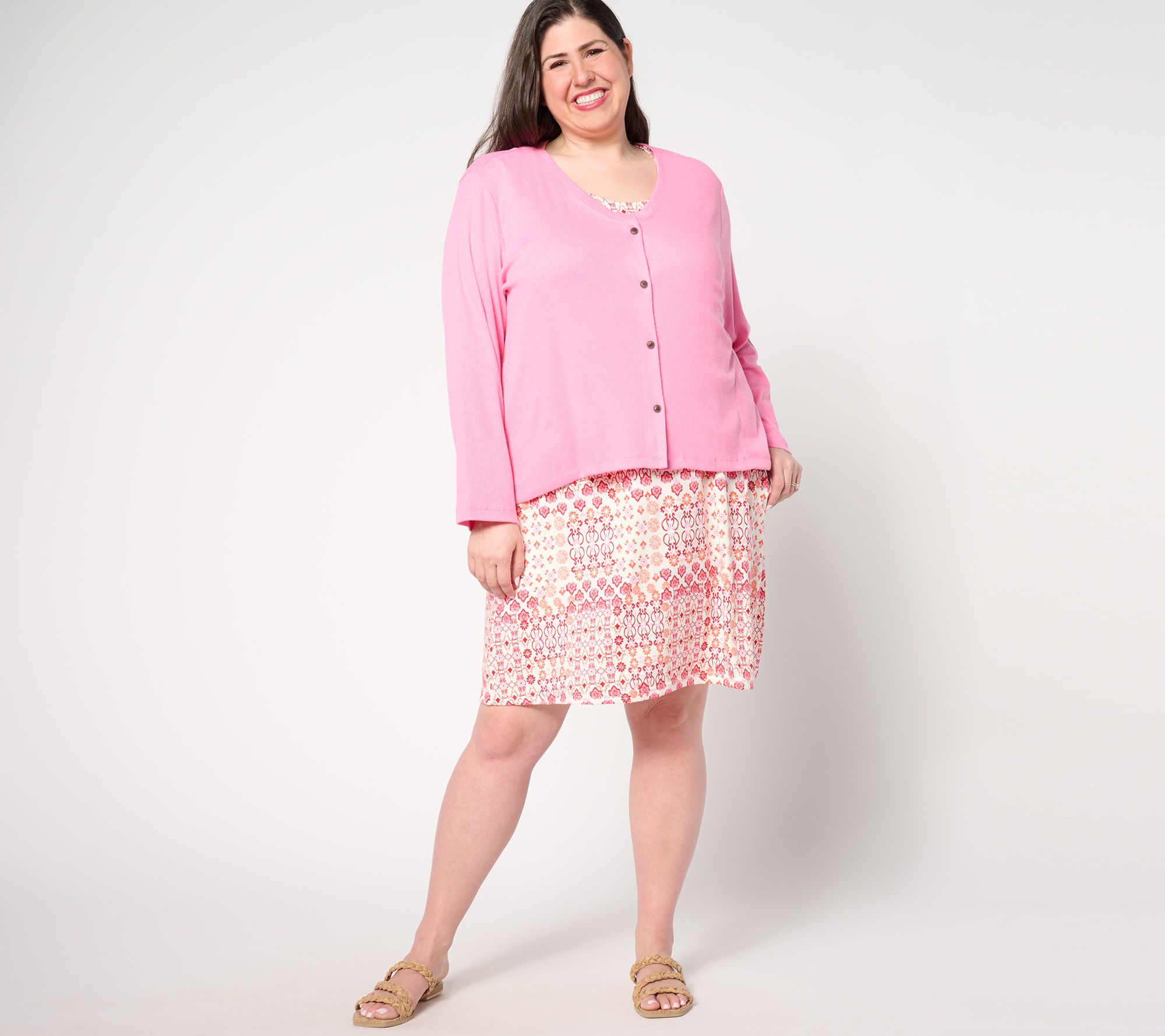 MUK LUKS Cloud Knit Dress & Ribbed Knit Cardigan