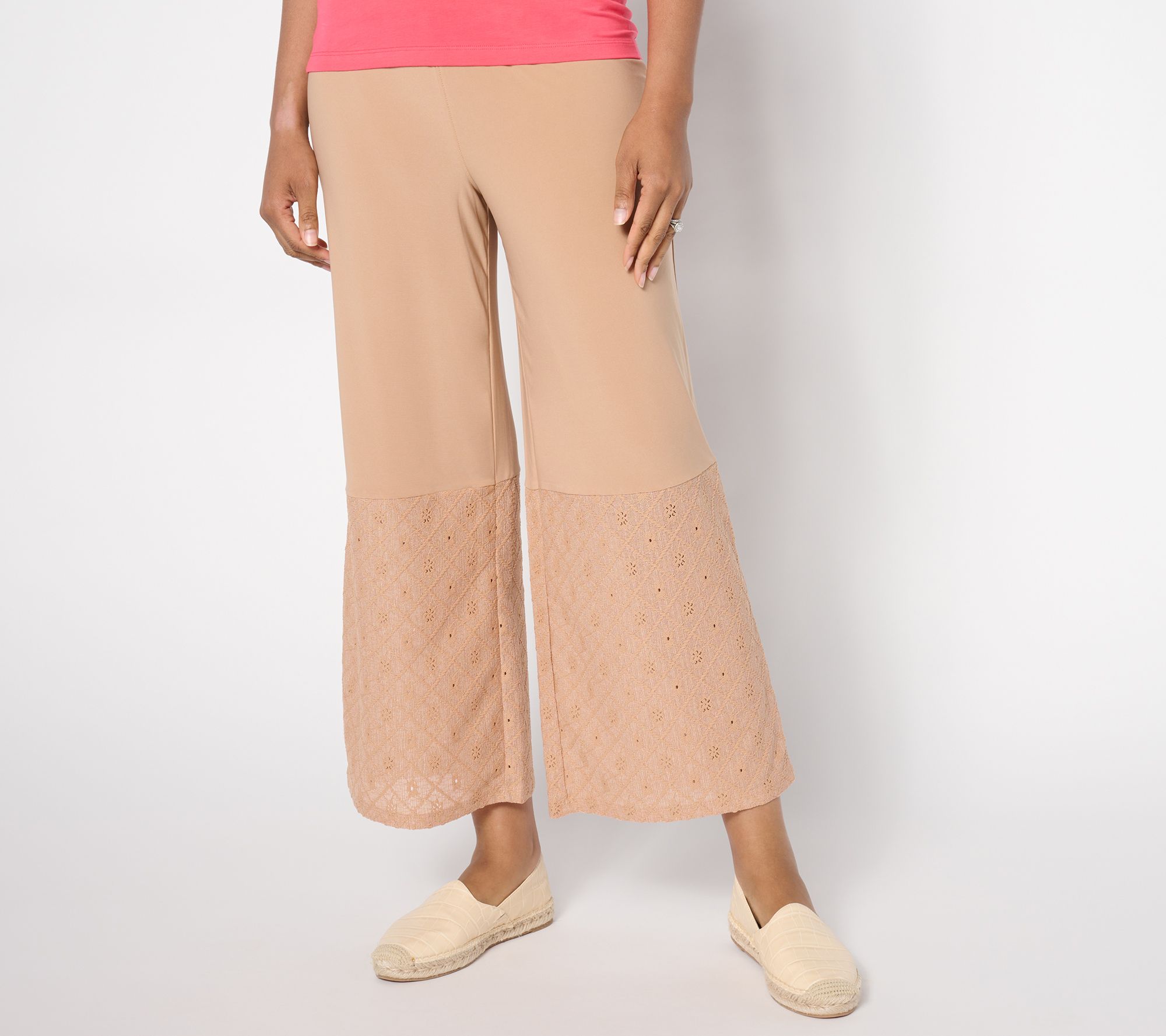 Attitudes by Renee Regular Como Jersey Relaxed Leg Eyelet Pants