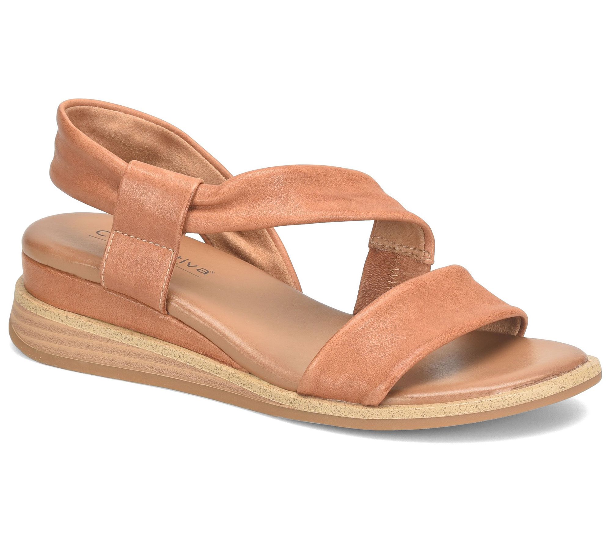 Comfortiva Leather Asymmetrical Slingback Wedge- Marcy