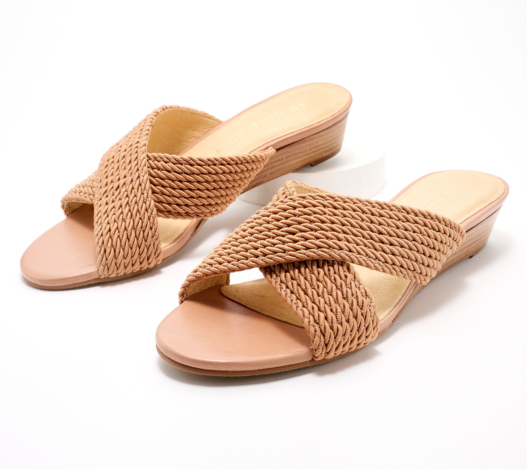 "As Is" Jack Rogers Rope Dolphin Mini-Wedge Slide Sandals