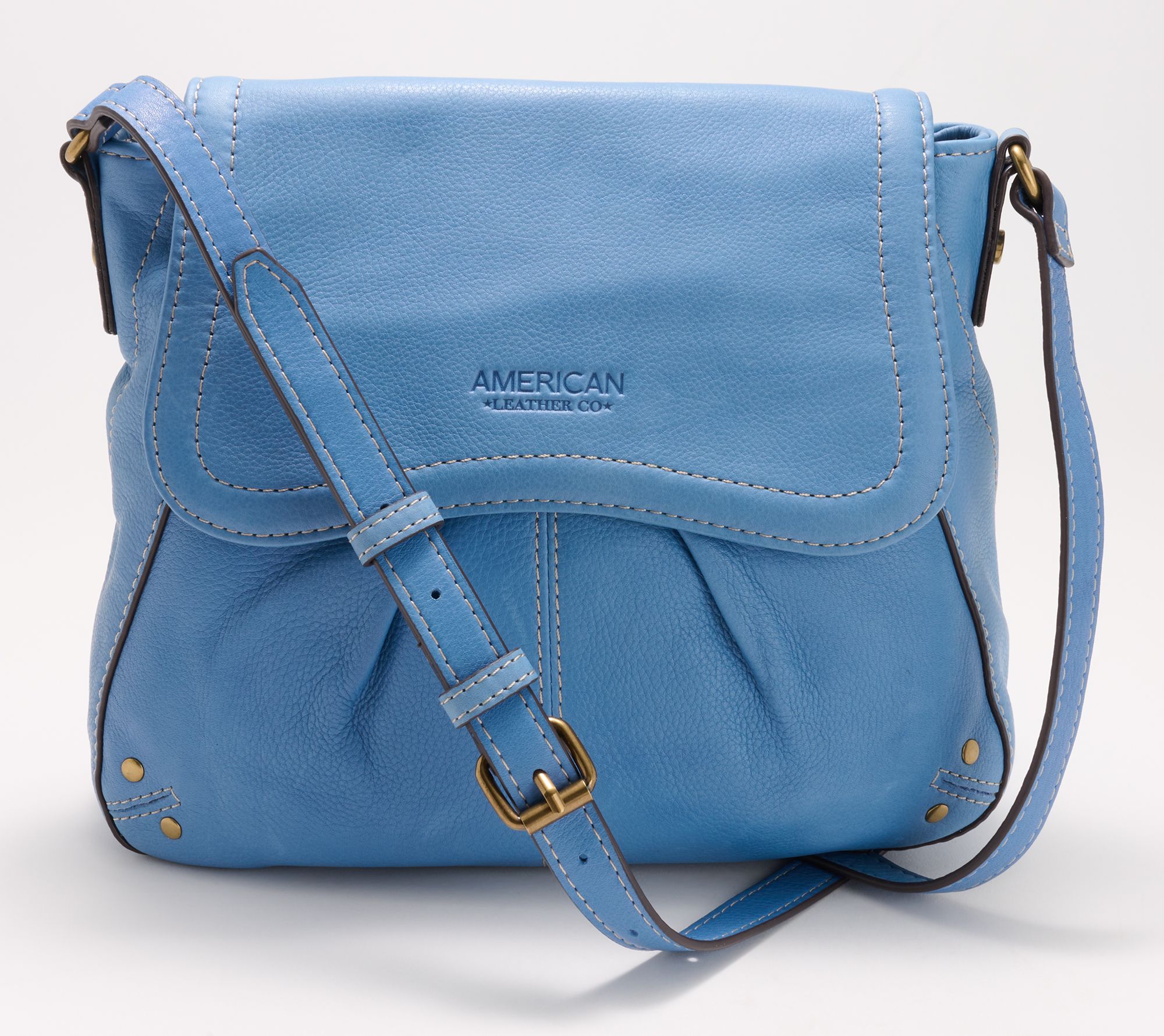 American Leather Co. Leather Ria Front Flap Large Crossbody - QVC.com