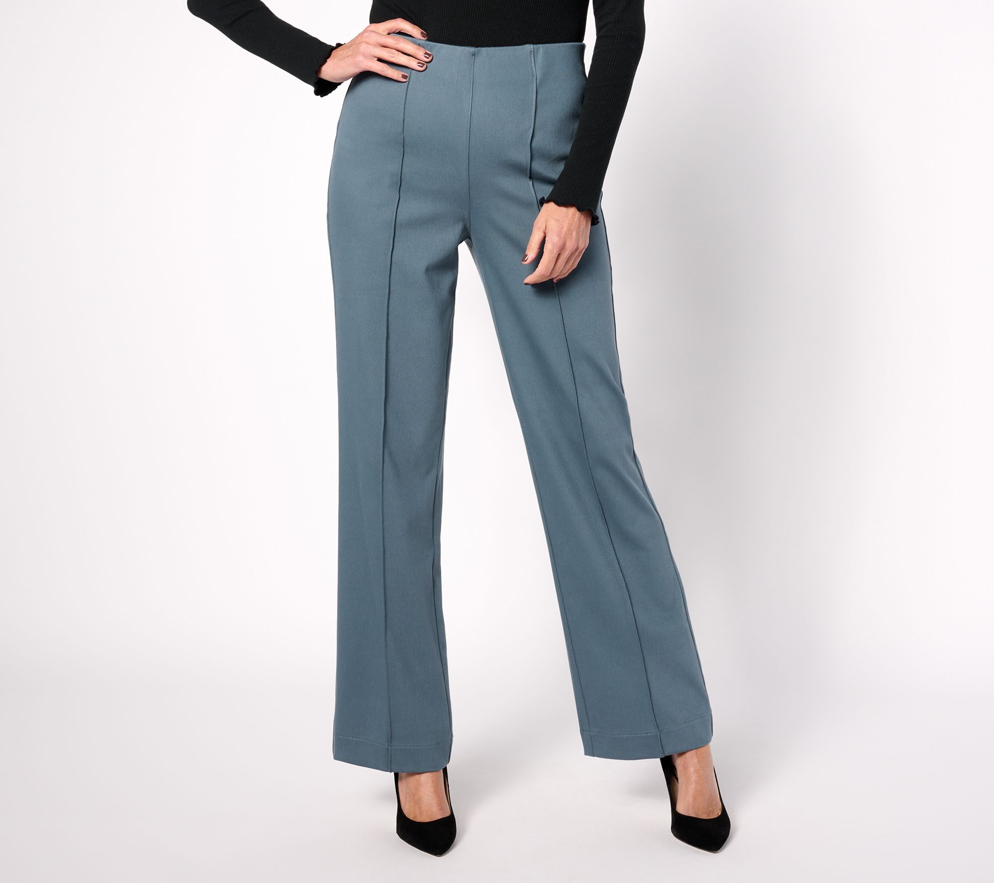 "As Is" Denim & Co. Signature Tall Easy Flex Twill Wide Leg Pull On Trouser
