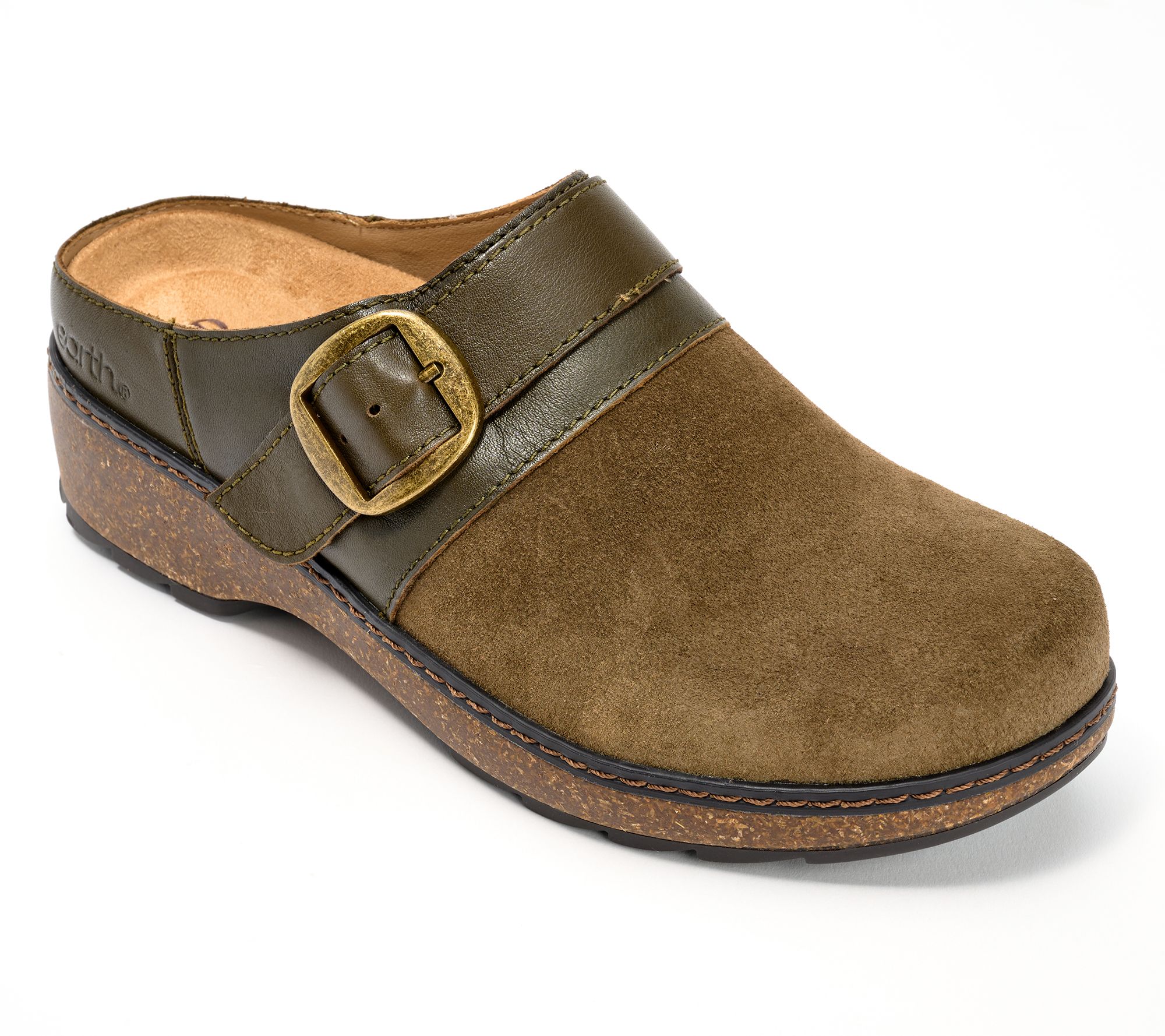 Earth Leather  Slip-On Clogs with Buckle - Kulla