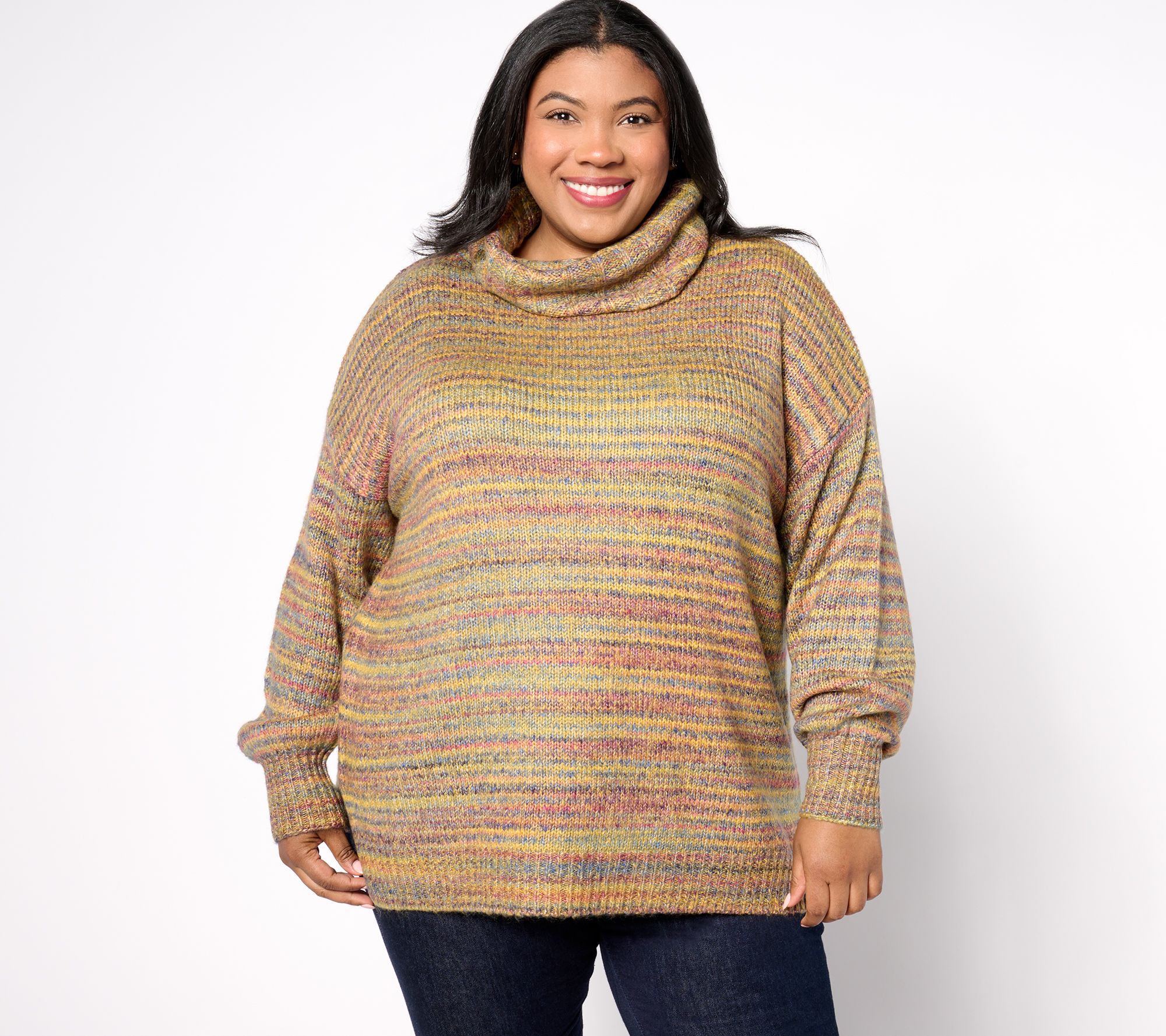 Belle Boho by Kim Gravel Rainbow Yarn Turtleneck Sweater